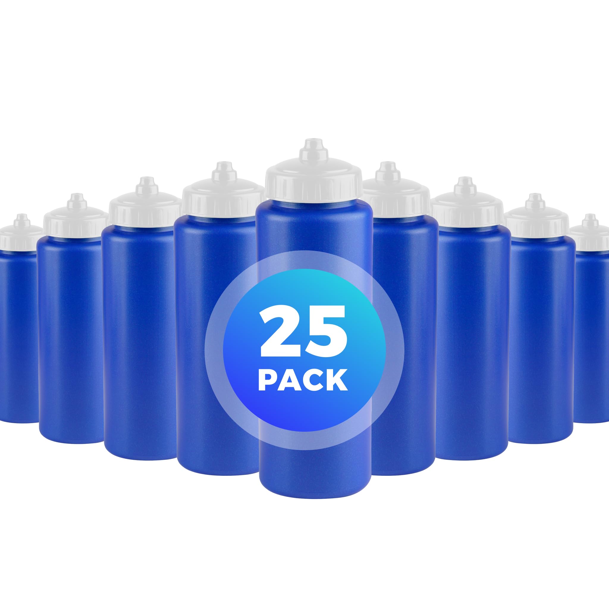 32 oz BPA-Free Sports Water Bottle 25-Pack - Gym, School & Team Sports Squeeze Bottle by Gary Plastic Packaging - Perfect for Hydration During Workouts, Outdoor Activities & Daily Use