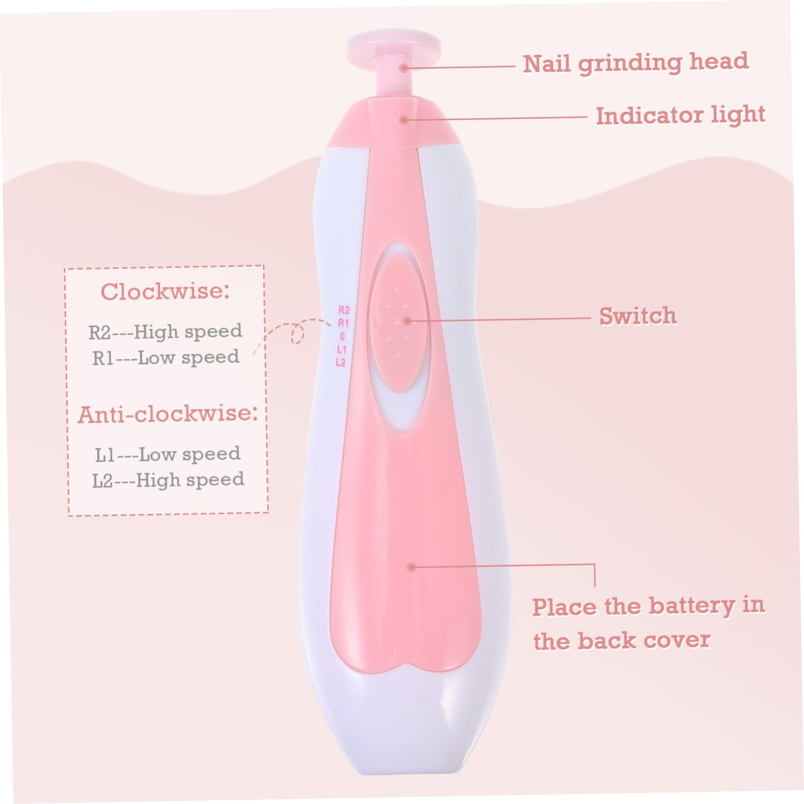 8-Piece Electric Baby Nail Trimmer Set - Safe Kids Nail File & Manicure Tool for Newborns & Toddlers - Gentle Electric Nail Cutter for Infant Care & Home Grooming