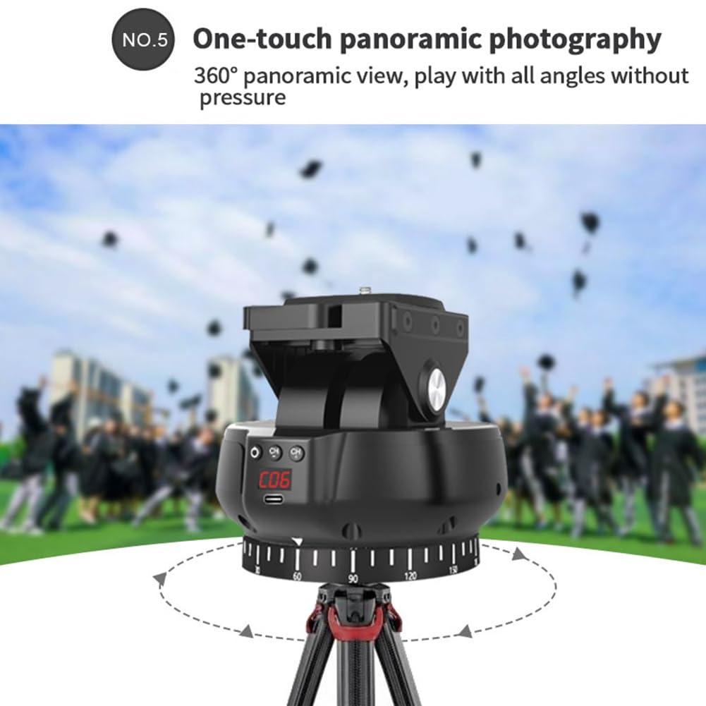 Rordigo YT-1200 Motorized Panoramic Tripod Head with Remote Control - 360° Rotation Pan Tilt for Smartphones & DSLR Cameras - Perfect for Vlogging, Live Streaming & Time-Lapse Photography