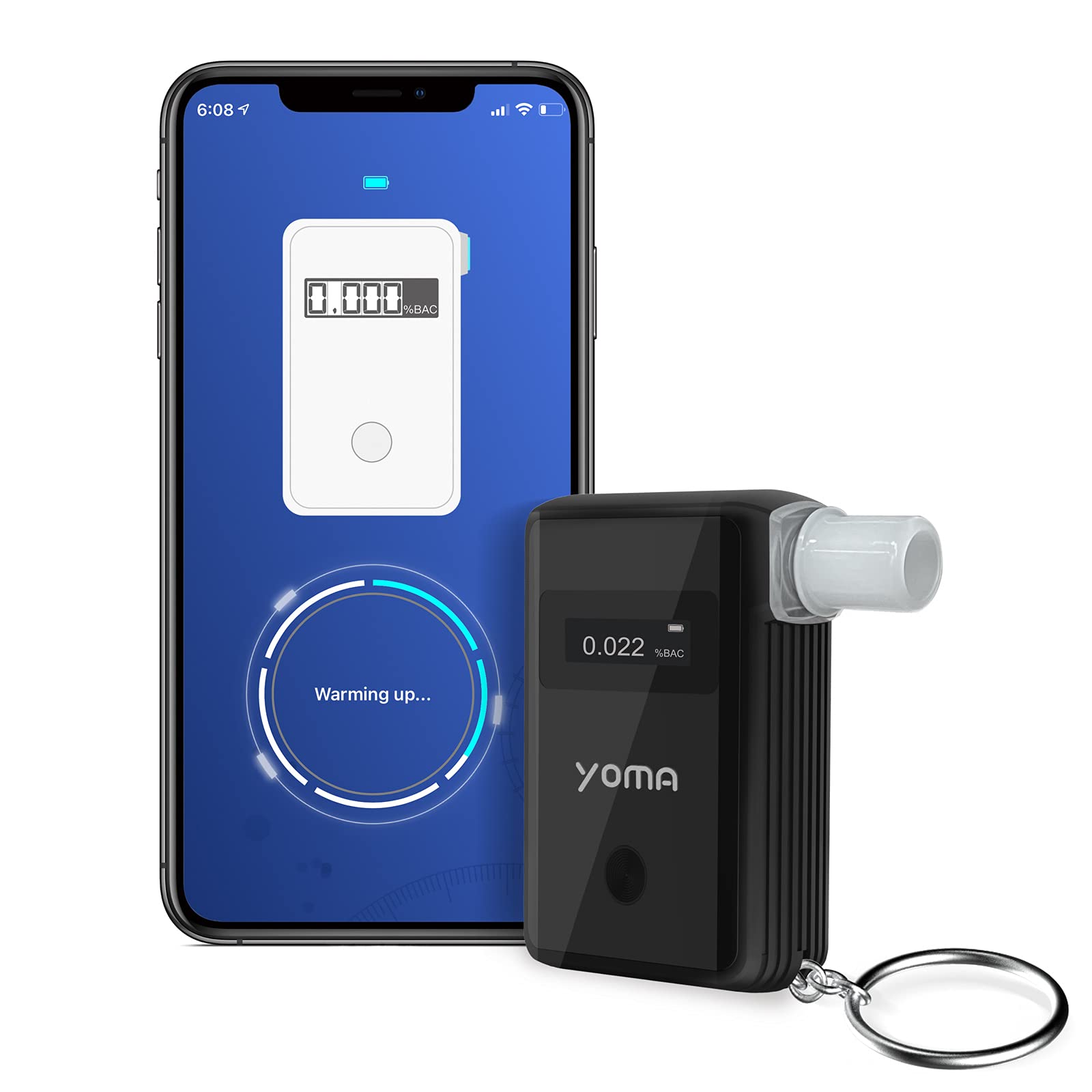 Professional YOMA Breathalyzer - Police-Grade Accuracy Alcohol Tester with LCD Screen, Ultra-Portable Keychain Design for Personal & Workplace Safety | Perfect for Bars, Parties, and Responsible Drinking Monitoring