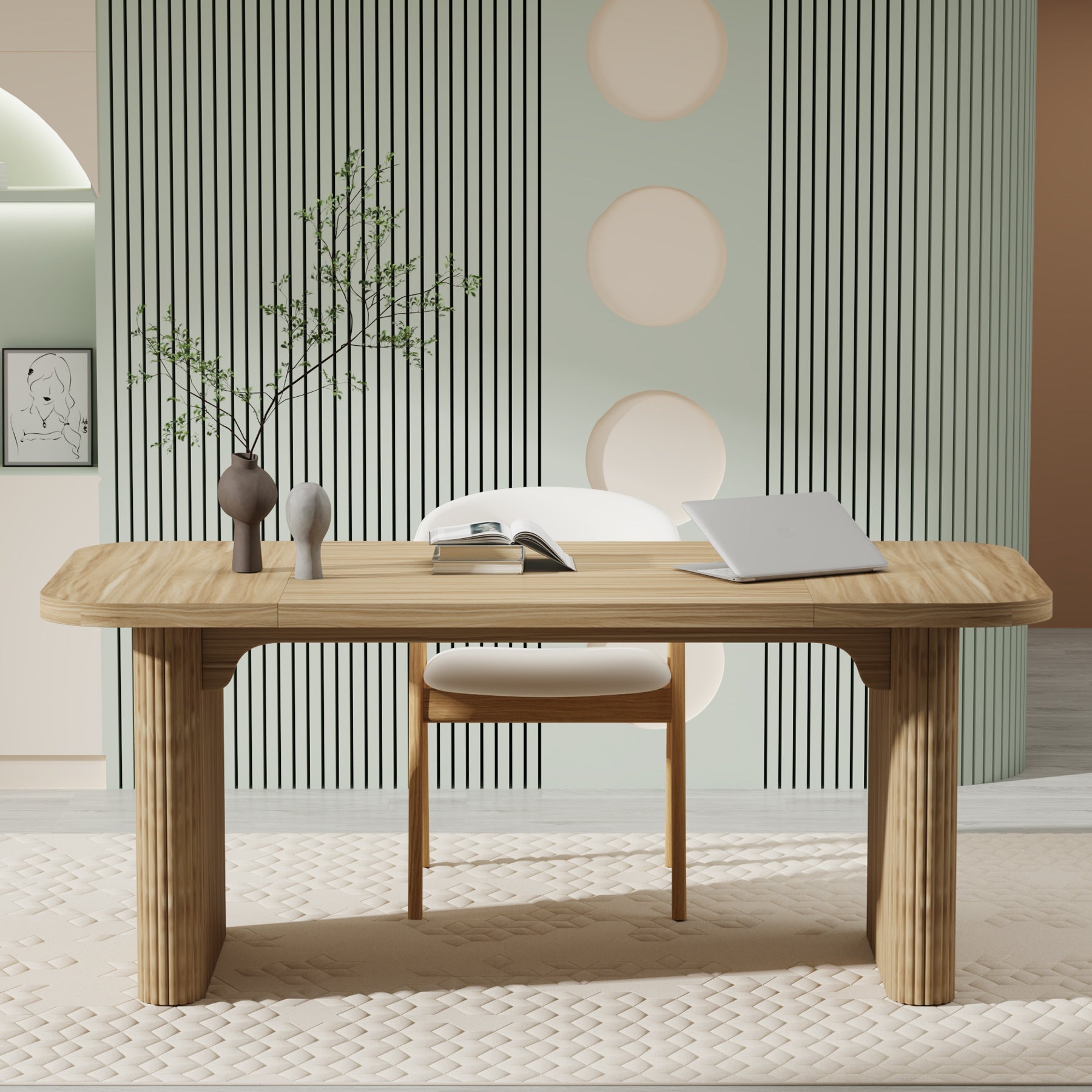 62.2 Inch Solid Wood Executive Desk - Modern Rectangular Office Desk for Computer Work & Writing | Perfect for Home Office, Study Room & Workspace