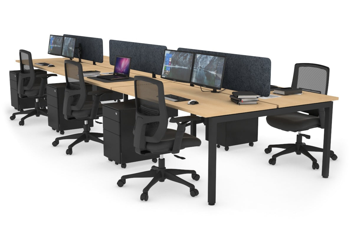 Quadro Square Legs 6 Person Office Workstation - 1800L x 700W Modular Desk System for Collaborative Workspaces, Home Offices & Coworking Spaces