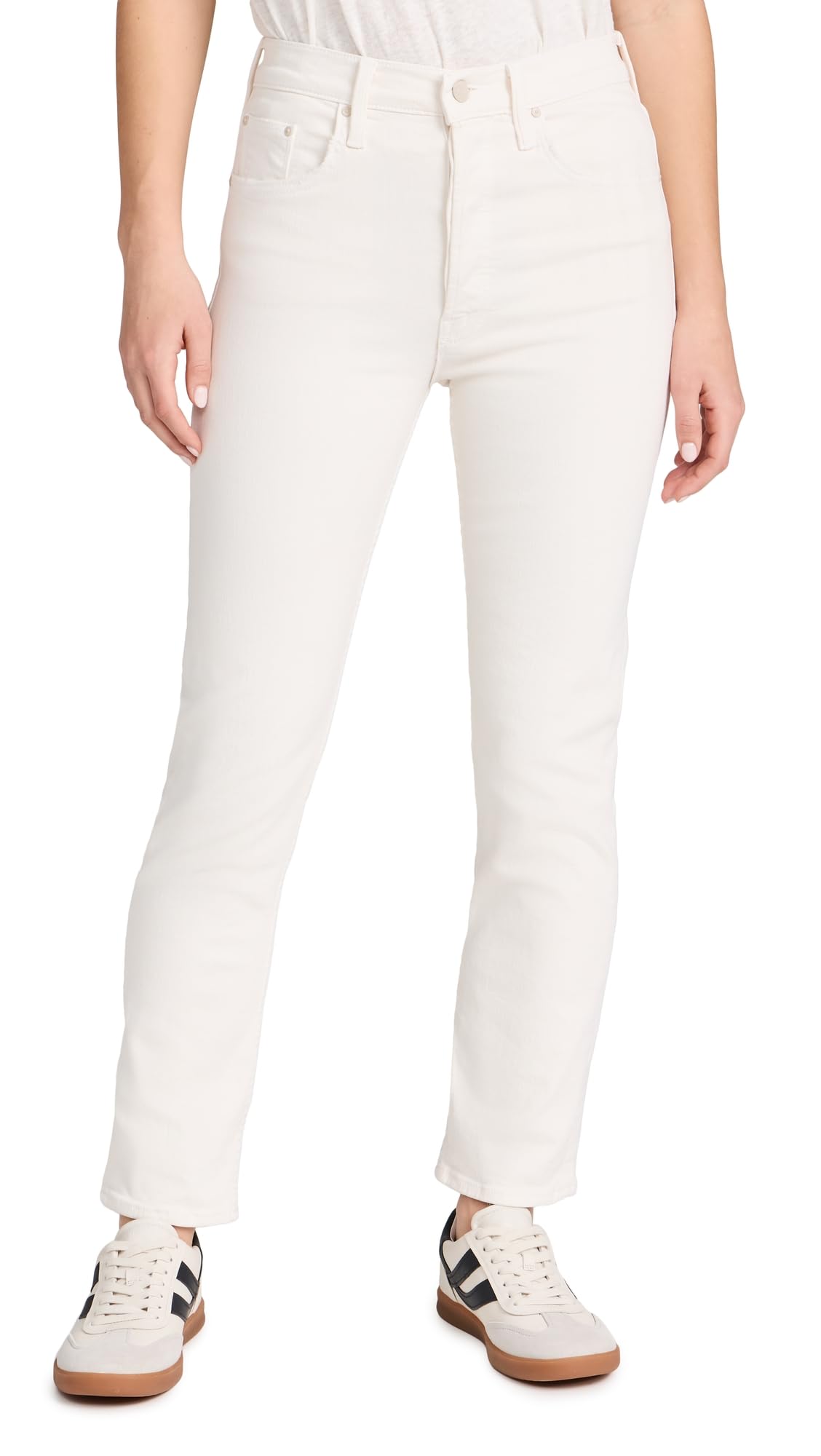 MOTHER Women's The Tomcat Ankle Jeans - High-Rise Slim Fit Stretch Denim Pants for Casual Wear & Everyday Outfits