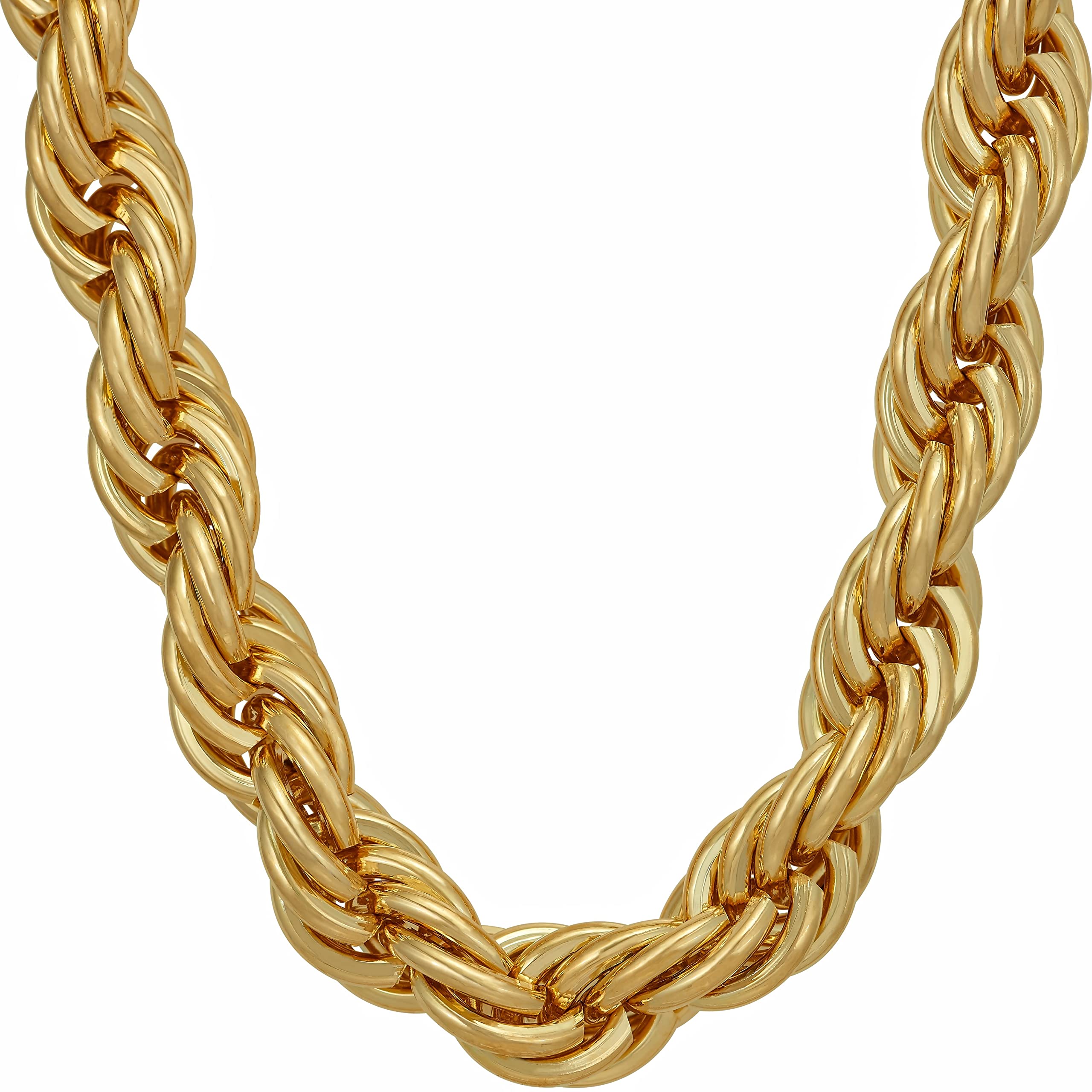 10mm Rope Chain Necklace 24k Real Gold Plated - Lifetime Jewelry for Women & Men - Perfect for Everyday Wear, Gifts & Special Occasions