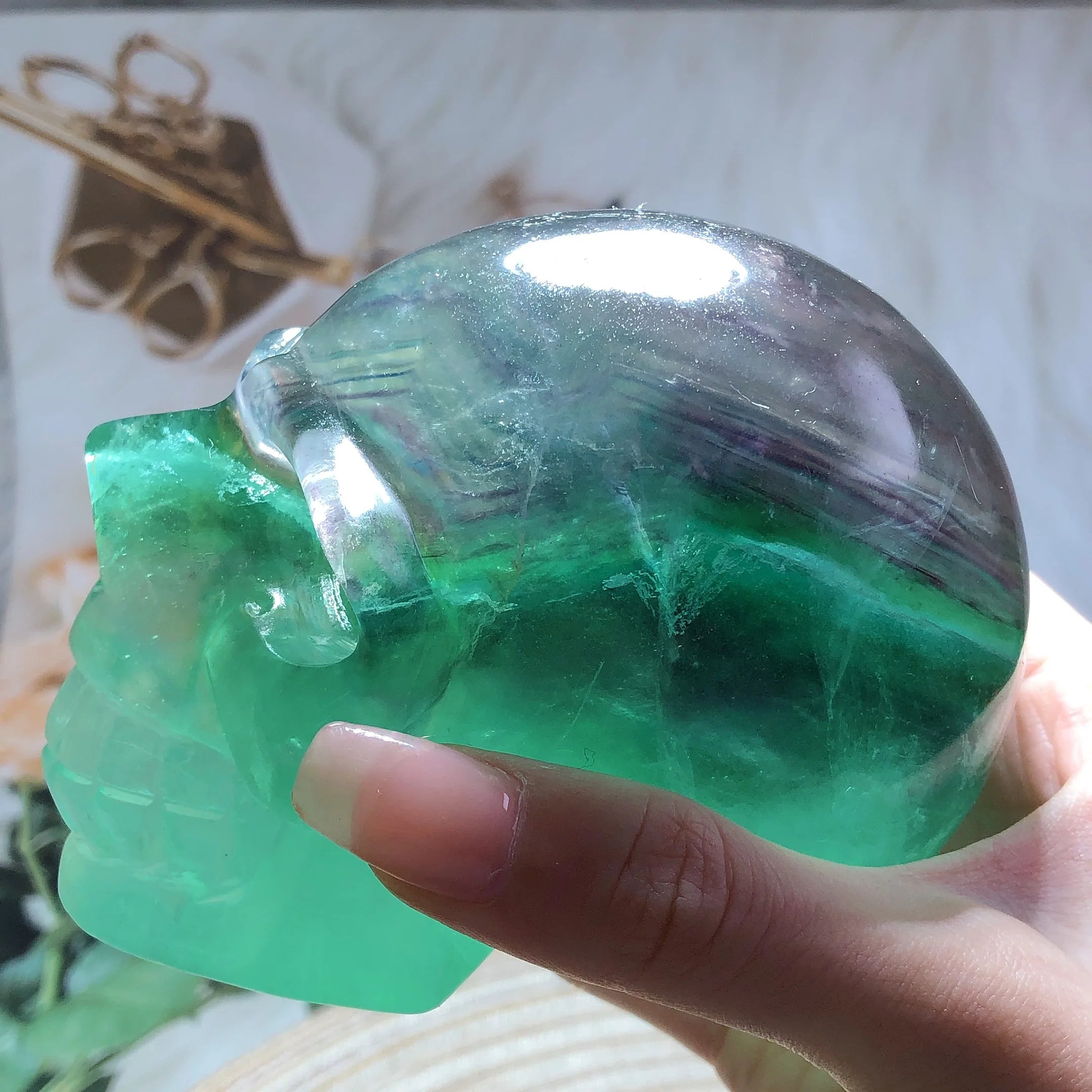 Natural Blue Fluorite Crystal Skull Carving - High Quality Healing Stone for Meditation, Spiritual Healing & Home Decor | Perfect Gift for Crystal Lovers & Energy Workers