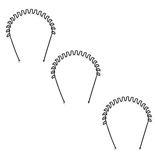 Aainaa Hair ZigZag Wavy Headband for Men & Women - Black (3-Pack) | Non-Slip Fashion Hair Accessory for Workouts, Yoga, Sports & Everyday Style