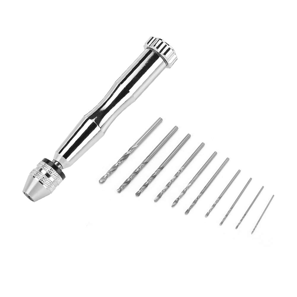 Mini Hand Drill Kit with 10pcs Bits (0.8-3.0mm) for DIY & Crafts
