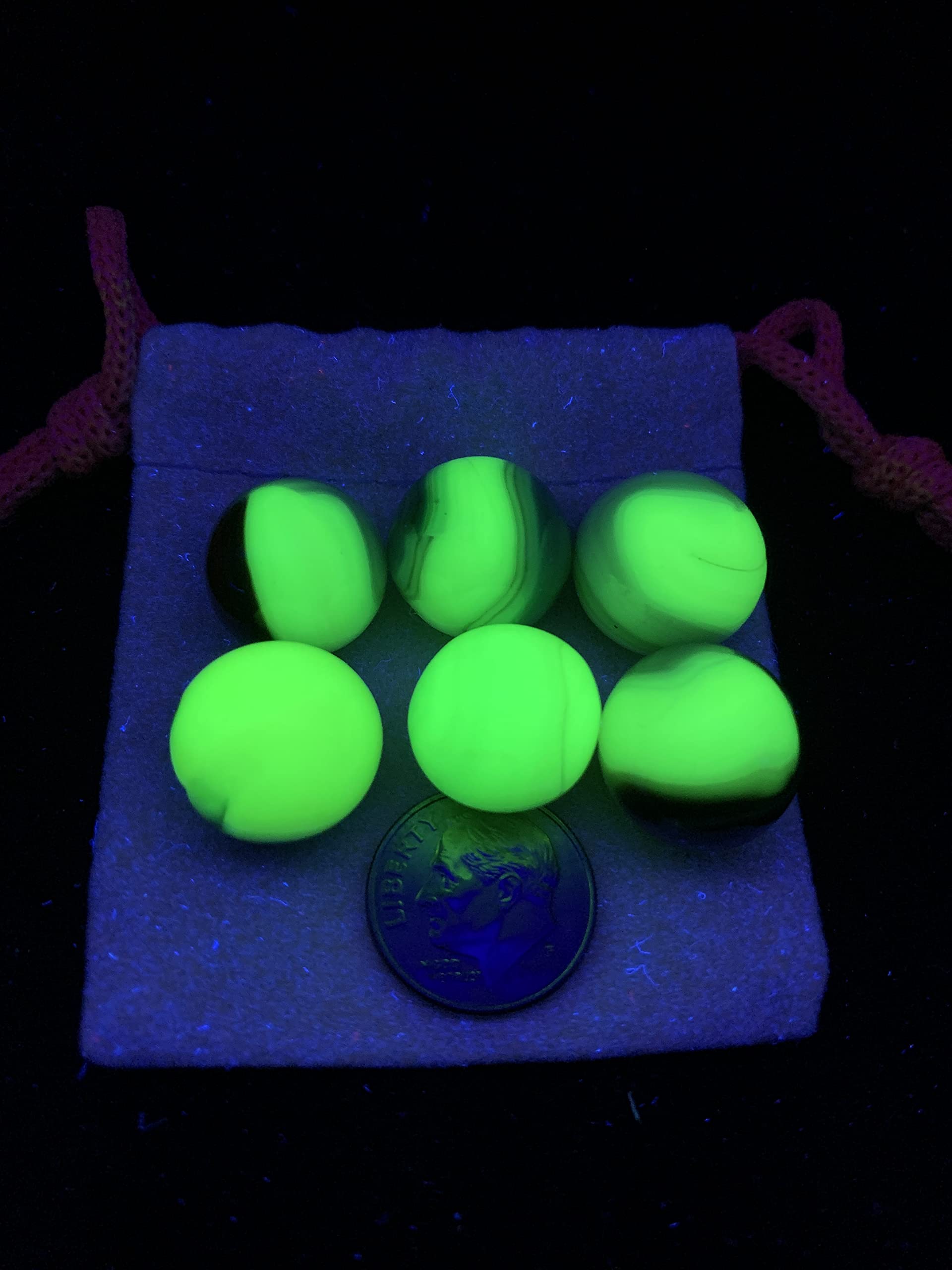 Uranium Jabo Classics Glow in The Dark Marbles Set - 6 Pack | High-Quality Glass Marbles for Kids Games, Collectibles & Nighttime Fun