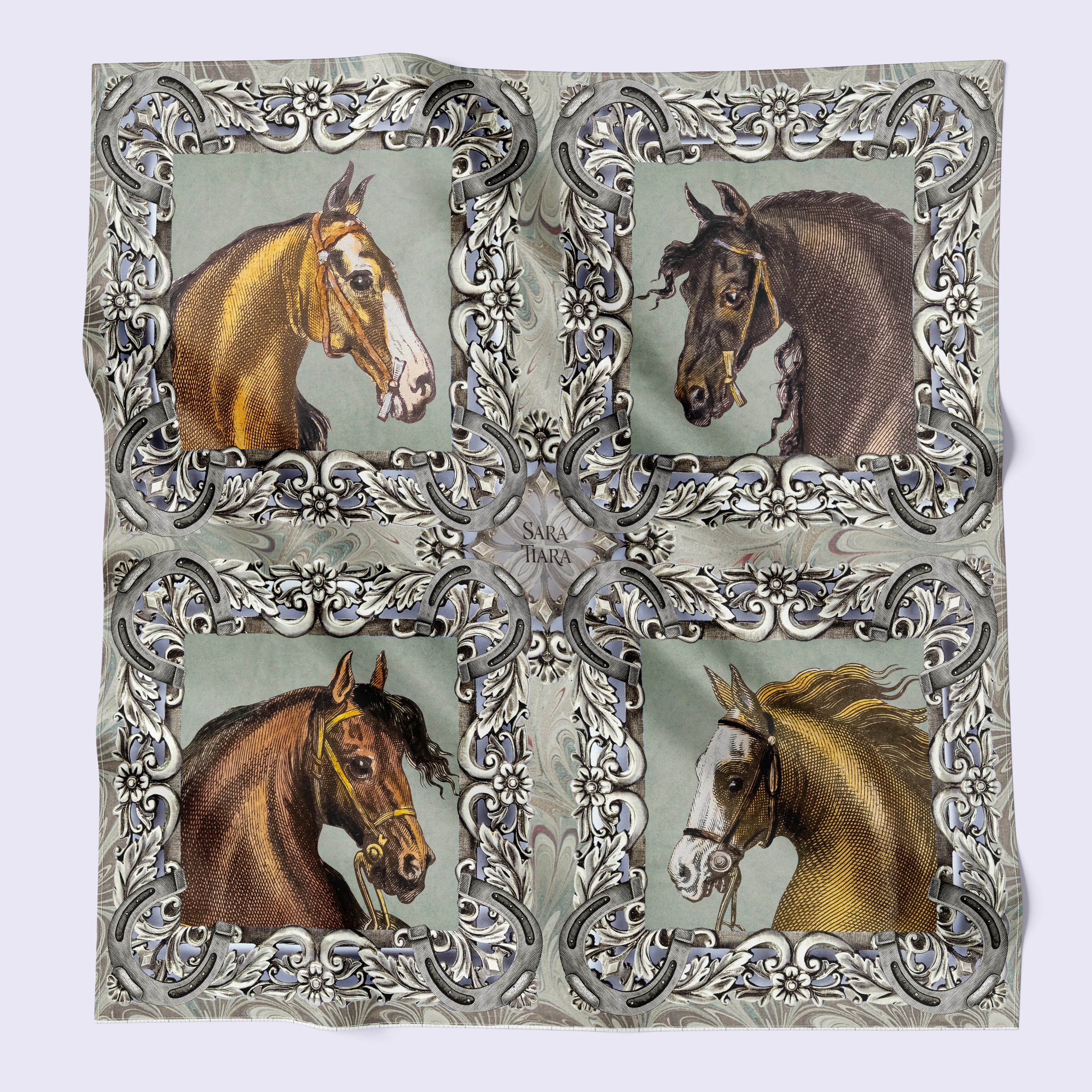 Stylish Large Square Scarf with Double Sided Horse Print - Fashionable Wrap for Women, Perfect for Office, Travel and Special Occasions