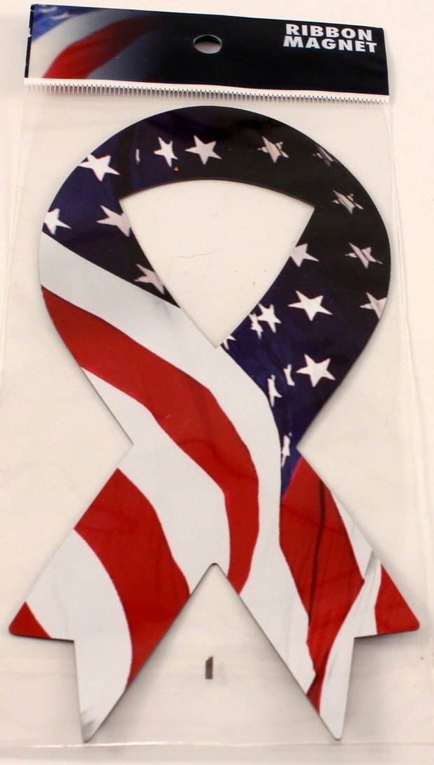 American Flag Ribbon Magnet - Patriotic Car Decals, Fridge Magnets & Office Decor for Home, Events & Gifts | USA Flag Themed Accessories