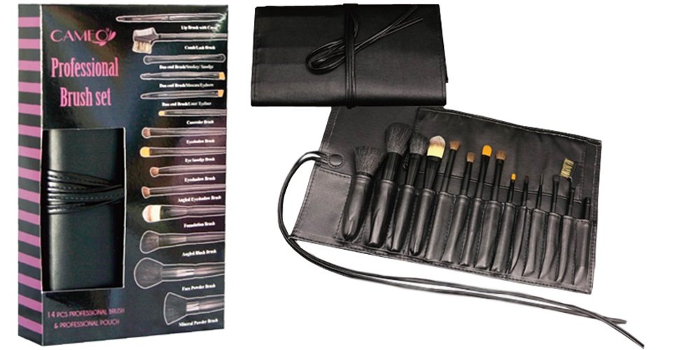 14-Piece Professional Makeup Brush Set with Black Pouch - Vegan & Cruelty-Free Makeup Brushes for Foundation, Blending, Contouring (Goat, Horse & Nylon Hair) - Perfect Gift for Makeup Artists & Beginners - Ideal for Everyday Makeup, Special Occasions & Professional Use