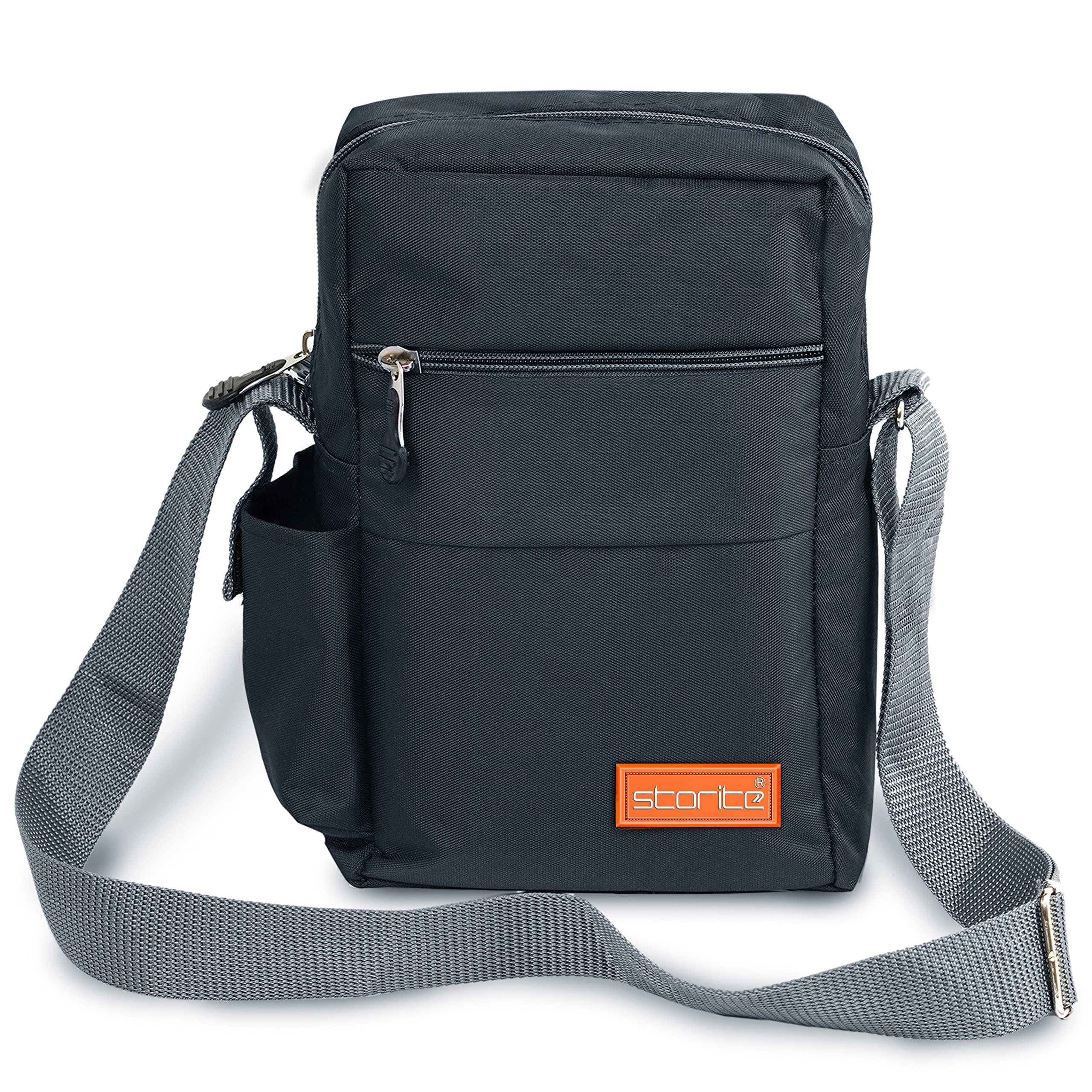 Storite 10 Inch Stylish Padded Mini Sling Bag for Men & Women - Compact Travel Bag with Water Bottle Pocket (25x16x7.5cm, Dark Grey) - Perfect for Passport Storage, Daily Commute & Outdoor Adventures