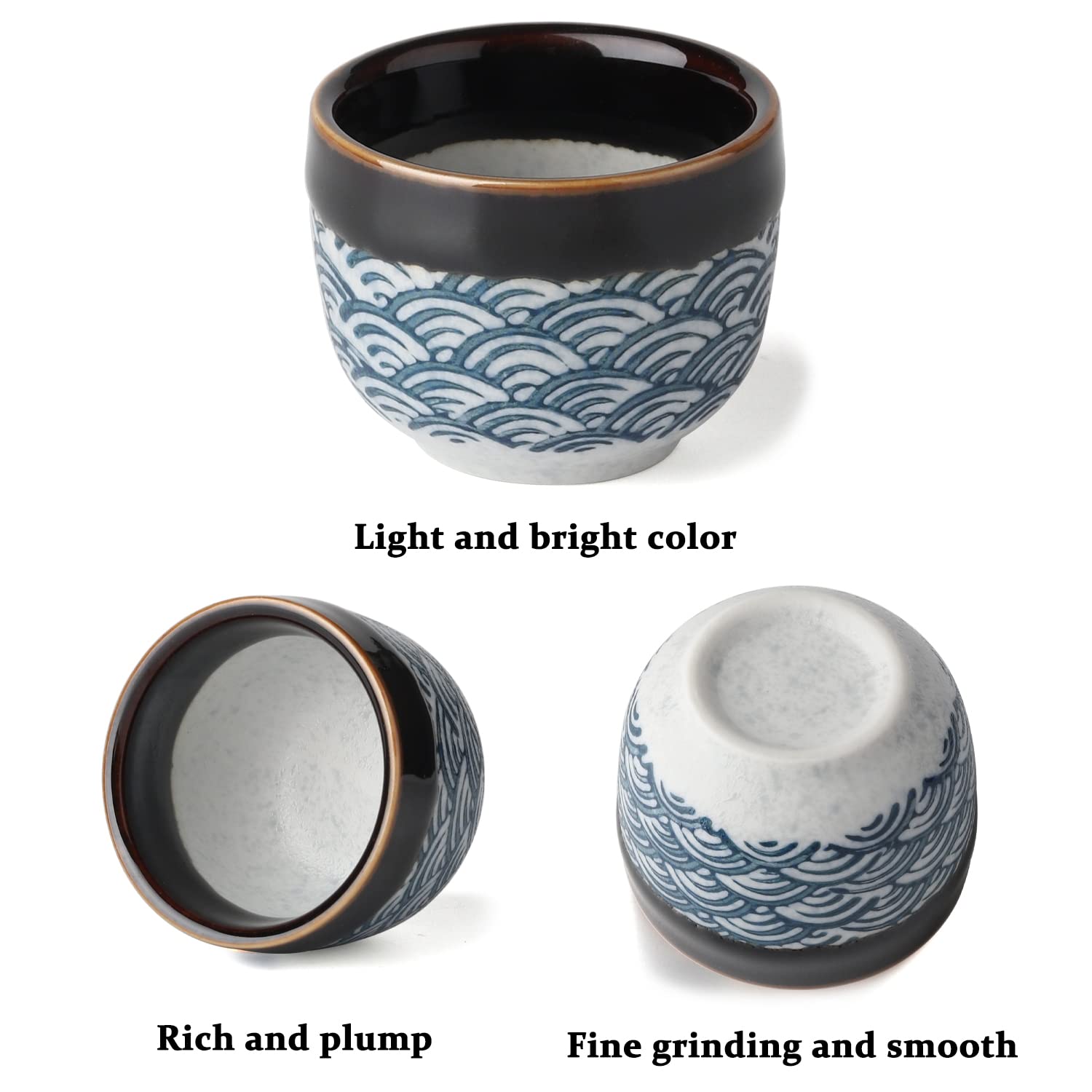 Japanese Ceramic Sake Cups Set - 4 Piece Traditional Sake Drinking Cups & Small Tea Cups for Hot/Cold Beverages - Perfect for Japanese Tea Ceremony, Sushi Dining & Asian Home Decor