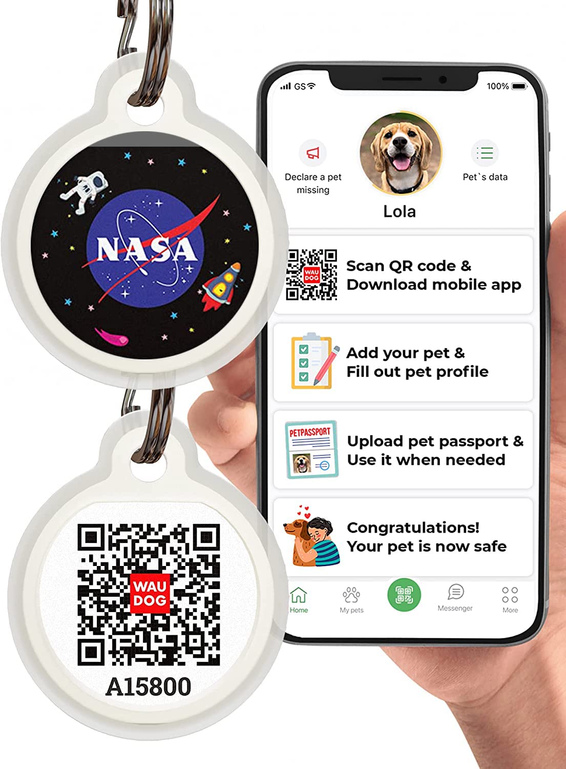 NASA-Inspired Silicone QR Code Pet ID Tags for Dogs & Cats - Silent Pet Name Tags for Collars | Durable Dog & Cat Identification Tags for Daily Walks, Travel & Outdoor Adventures