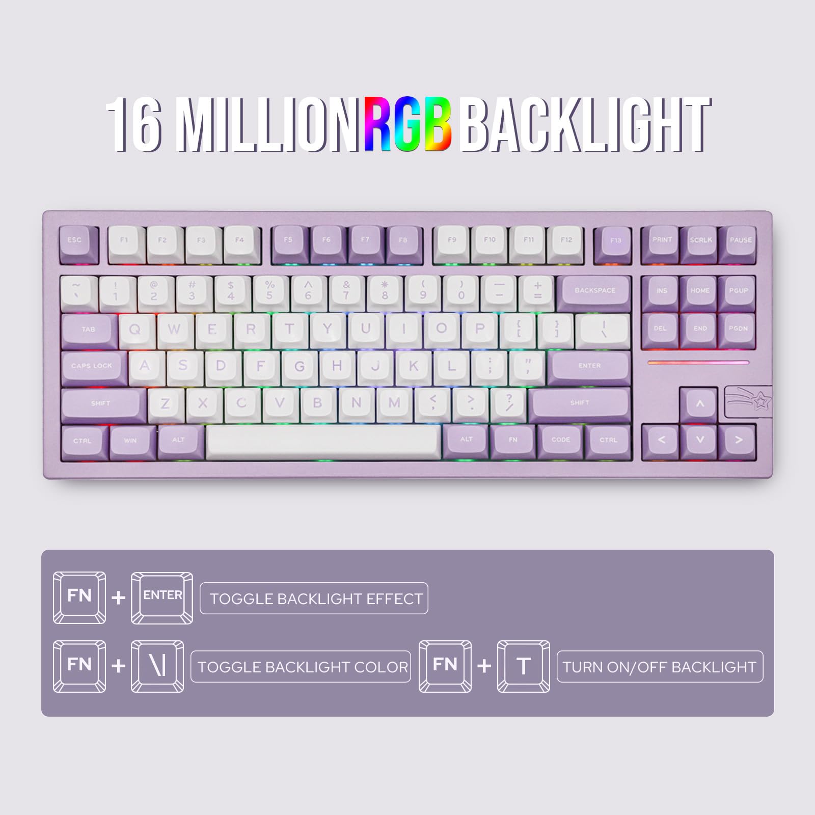 EPOMAKER x Feker Galaxy80 Wireless Mechanical Gaming Keyboard - Aluminum Alloy Body, BT5.0/2.4G/USB-C Connectivity, Hot-Swappable Gasket Mount, NKRO with Creamy Switches (Purple/Marble White) - Perfect for Esports, Office Work & Typing Enthusiasts