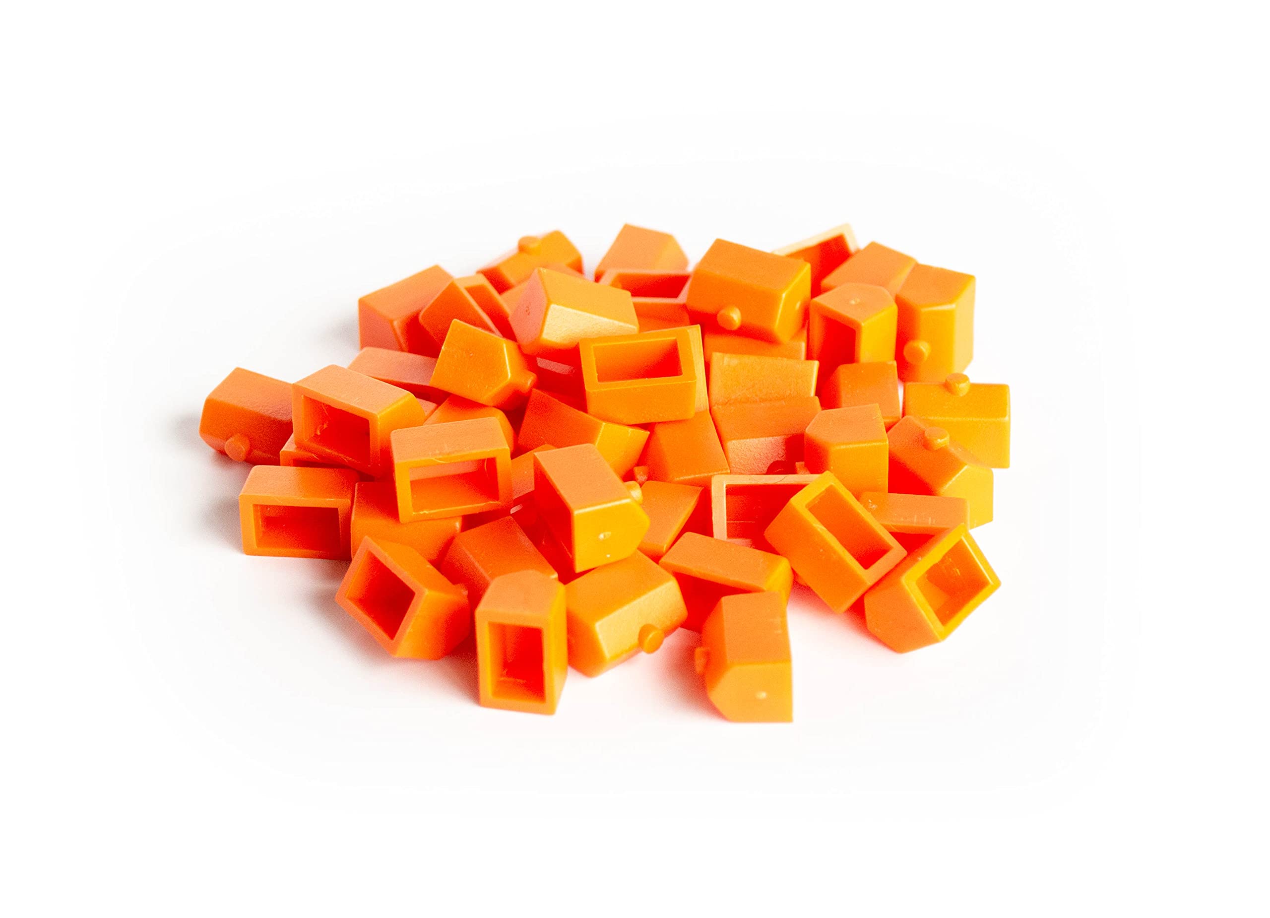 Orange Plastic Board Game Replacement Houses - 50 Pieces | Miniature Town & City Buildings for Monopoly, Catan & Strategy Games | Durable Game Tokens & Playing Pieces for Tabletop Gaming