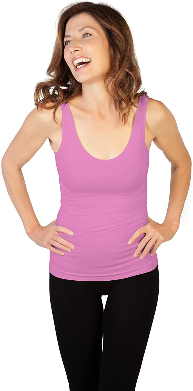 Skinnytees Women's Basic Wide Strap Cami Top - Slim Fit Tank Tops for Women | Perfect for Layering, Casual Wear & Summer Outfits