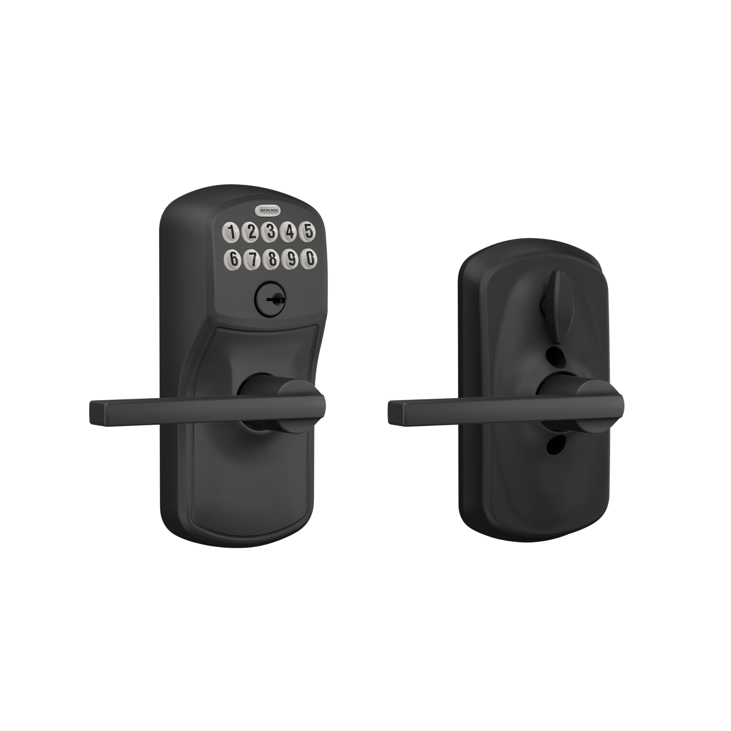 Schlage FE595 PLY 622 LAT Plymouth Keypad Entry Door Lock with Flex-Lock Technology & Latitude Lever - Matte Black Finish | Secure Keyless Entry for Homes & Offices