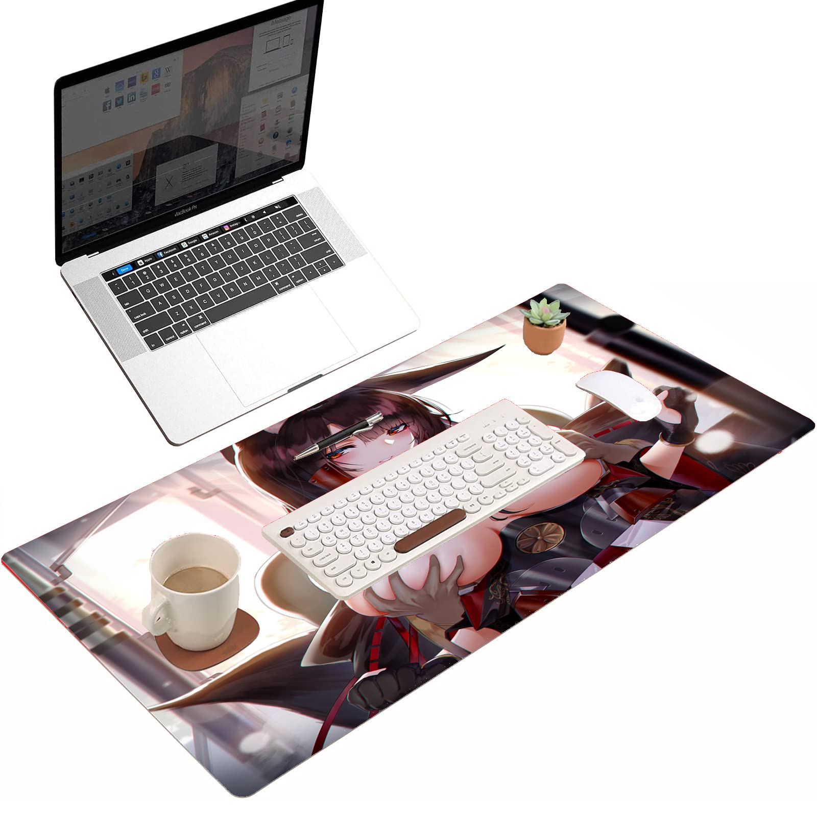 Anime Gaming Mouse Pad - Large Non-Slip Desk Mat with Sexy Anime Girl Design (31.49x12 inches) for PC, Laptop, Office & Gaming Setup - Perfect Gamer Accessory & Desk Decoration