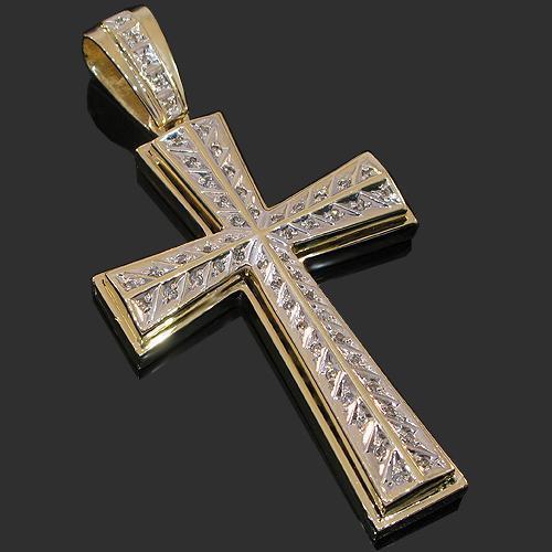 14K Yellow Solid Gold Men's Diamond Cross Pendant Necklace - 1.50 Carat Total Weight - Perfect Gift for Birthday, Anniversary & Religious Occasions