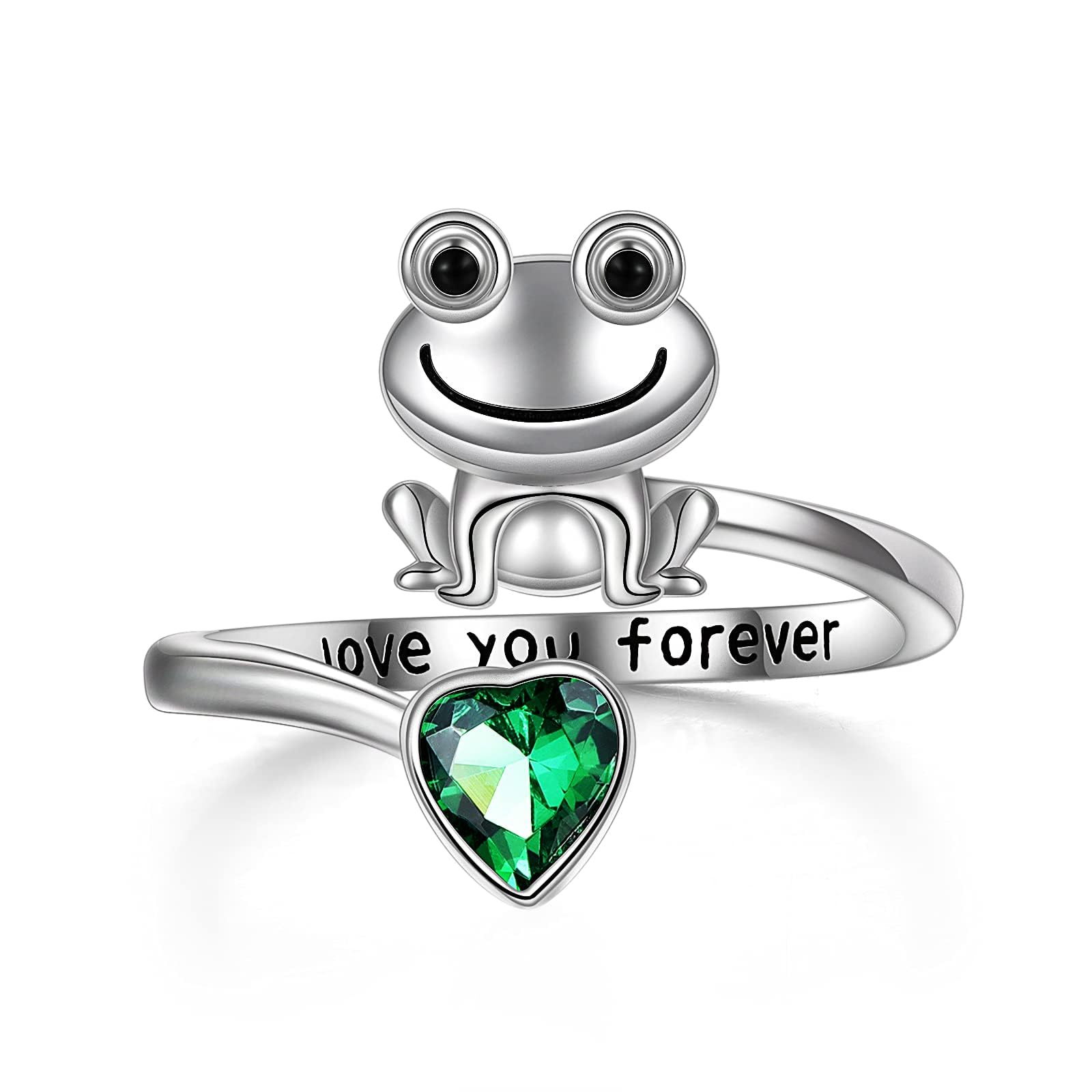 POPLYKE 925 Sterling Silver Anxiety Rings for Women & Men - Frog, Wolf, Dragonfly, Hummingbird, Fox, Elephant, Panda, Red Panda & Angel Wings Designs - Open Adjustable Rings for Stress Relief & Fashion Jewelry - Perfect for Gifts, Daily Wear & Meditation Accessories