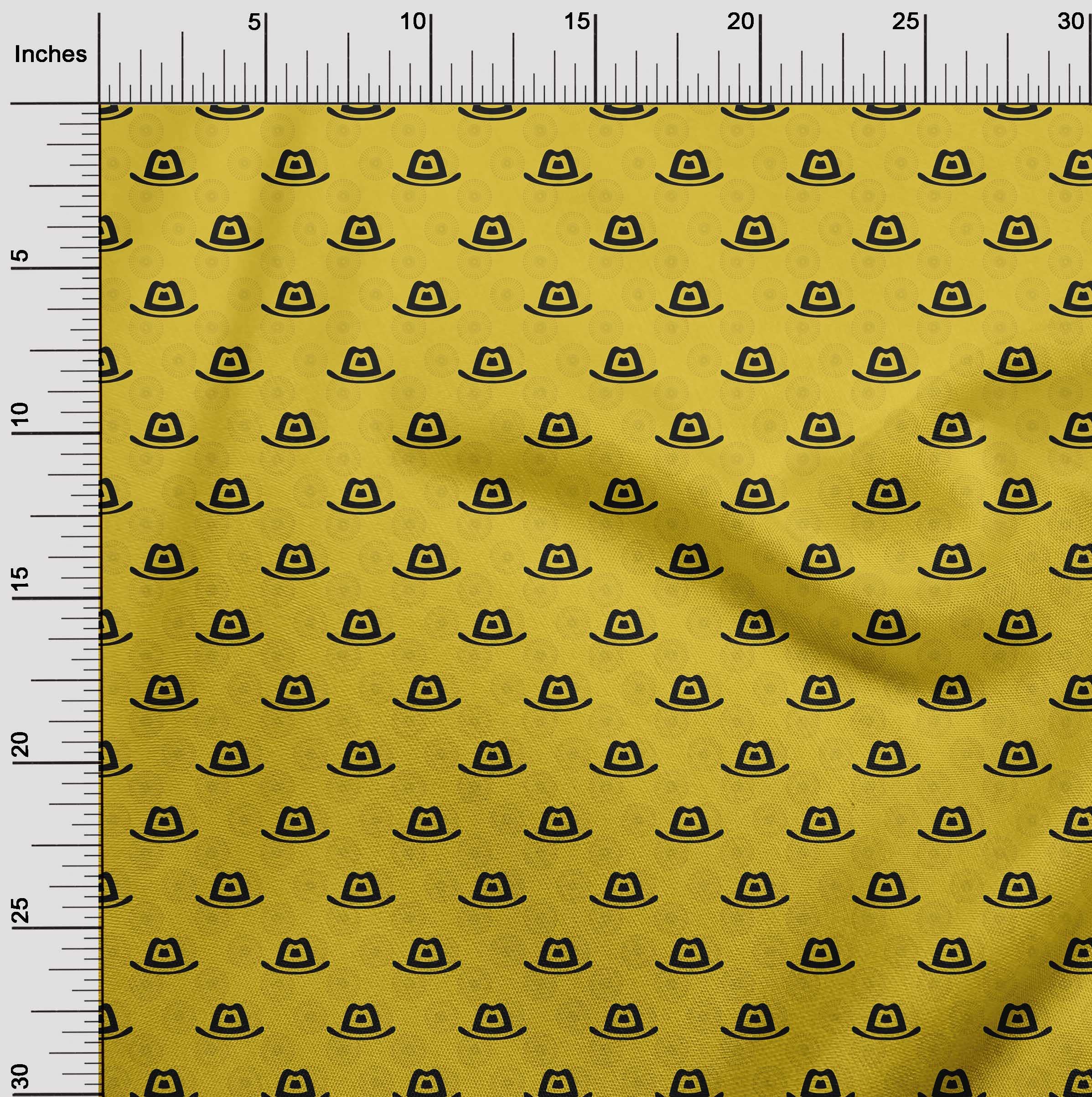 oneOone Rayon Yellow Fabric for Kids Cowboy Hat - 56 Inch Wide Printed DIY Sewing Material by The Yard - Perfect for Western Costumes, Dressmaking & Craft Projects