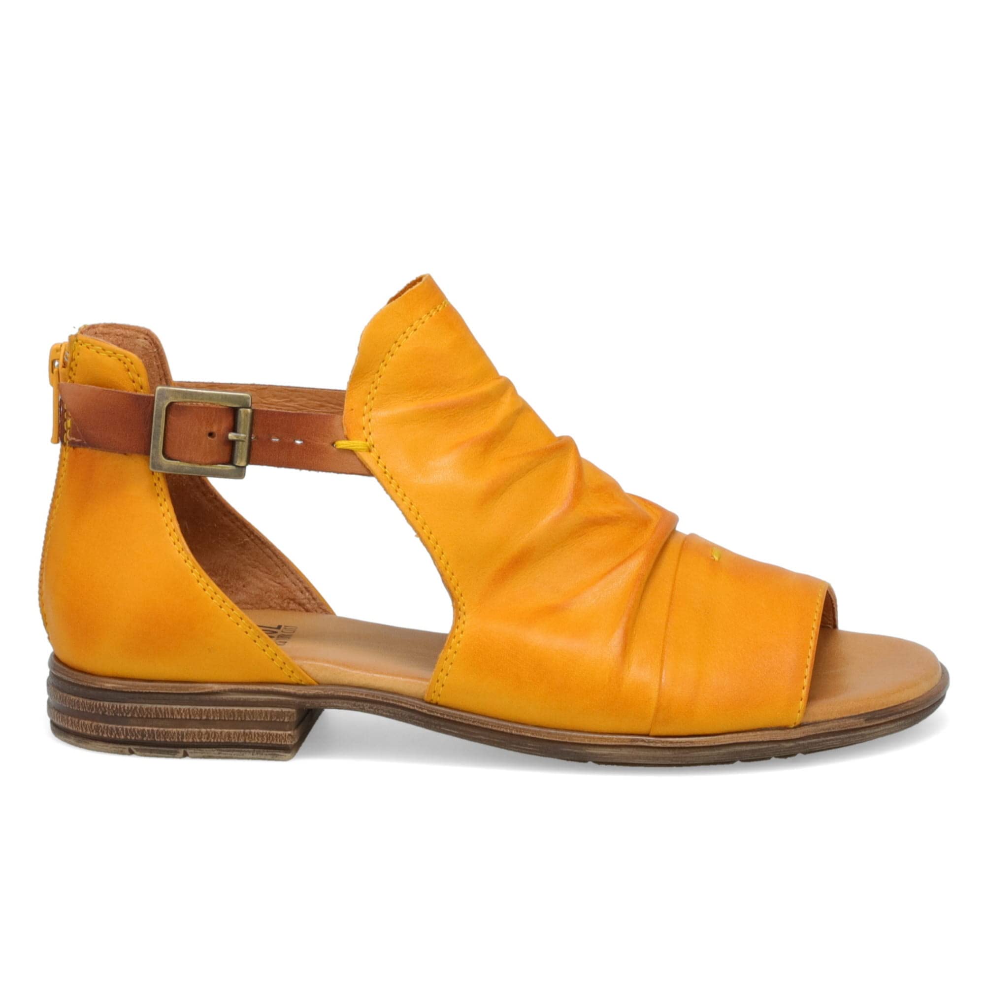 Miz Mooz Dipper Women's Leather Sandals - Peep Toe Buckle Strap Open Side Sandals for Summer Outfits & Beach Vacations