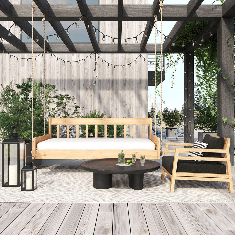 Lone Star Swing Co. San Antonio Red Cedar Queen Daybed Swing - Outdoor Patio Hanging Bed for Porch, Garden & Backyard Relaxation