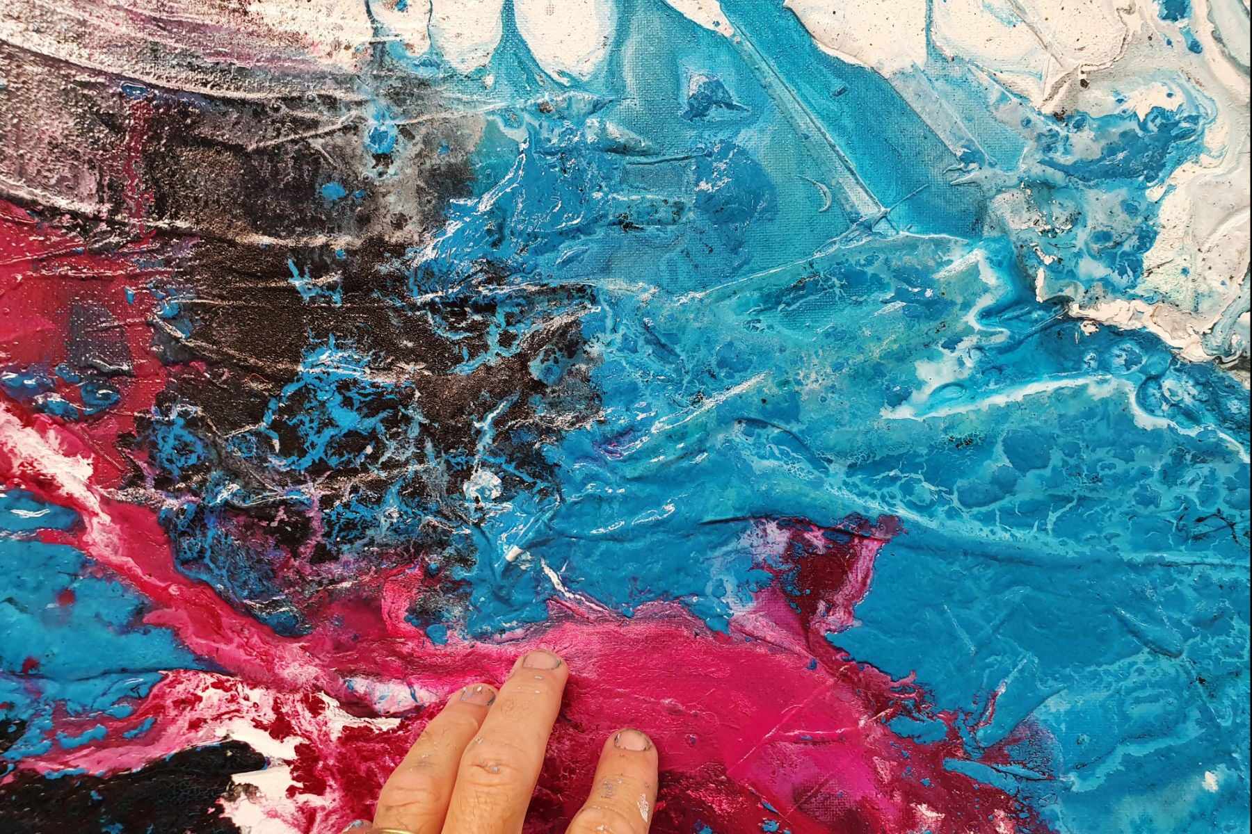 Midnight Magenta Abstract Textured Painting - 63