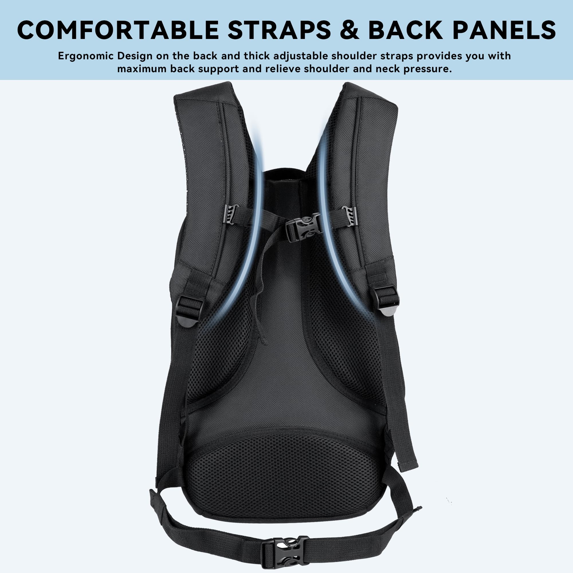 Zavothy Lightweight 15.6 Inch Laptop Backpack for School & Business - Water Resistant Casual Daypack for Women & Men (Black) - Perfect for College, Office, Travel & Daily Commute