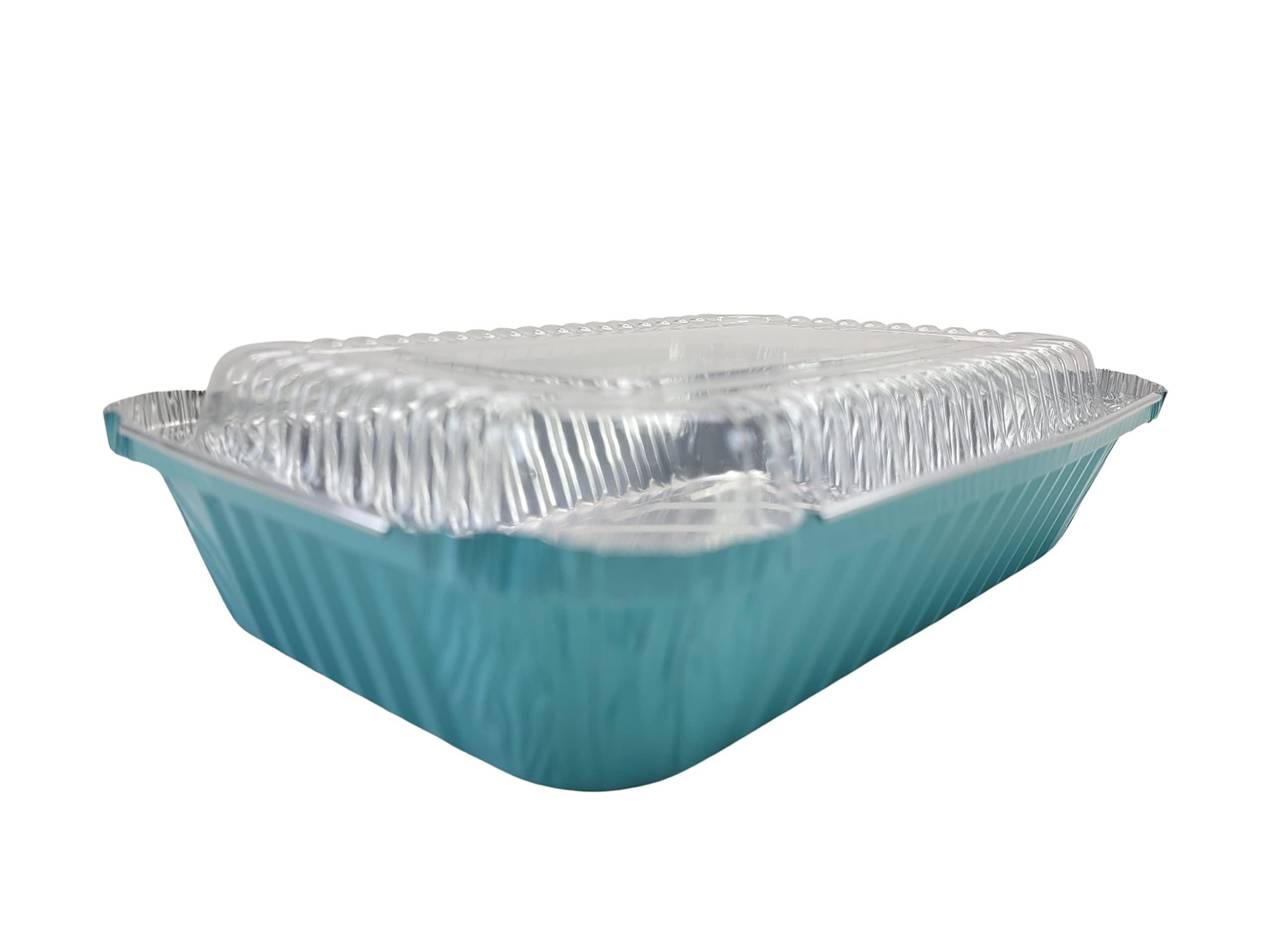 KitchenDance 1.5 LB Aluminum Foil Pans with Plastic Lids - Durable Oblong Shallow Disposable Food Containers for Baking, Cooking, Freezing & Storing - Perfect for Restaurants, Catering, Meal Prep & Home Kitchens
