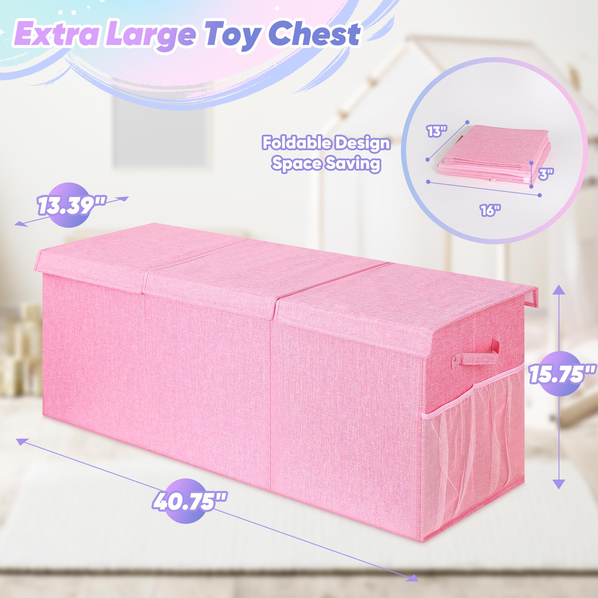 Mabahoo Extra Large Collapsible Toy Storage Organizer with Mesh Pockets - 41