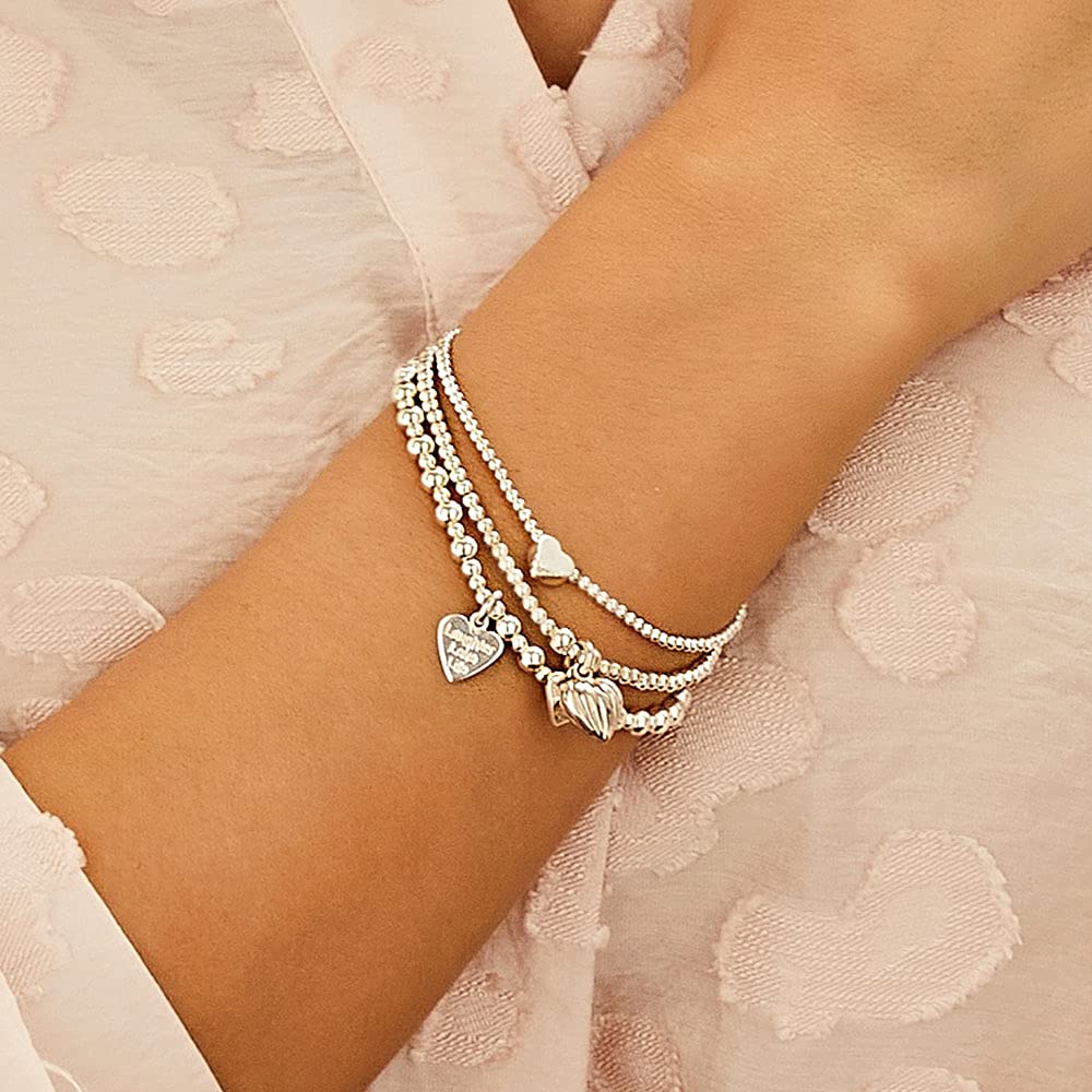 Hearts of Love 925 Sterling Silver Bracelet for Women - Multistrand Heart Charm Bracelet with Engraved 'Love You' Pendant, Perfect Gift for Wife, Girlfriend or Mother's Day - Handmade in UK | Ideal for Romantic Occasions, Anniversaries & Special Celebrations