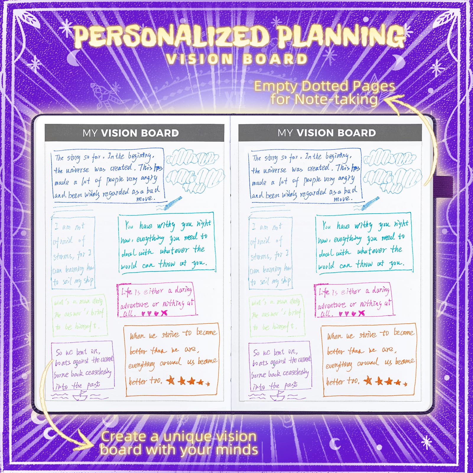 Ospelelf 2025 Leather Undated Daily Planner (5.5 x 8.5'') - Weekly & Monthly Life Organizer, A5 Hardcover Productivity Journal with Stickers (Purple) | Perfect for Work, School, and Personal Goal Tracking