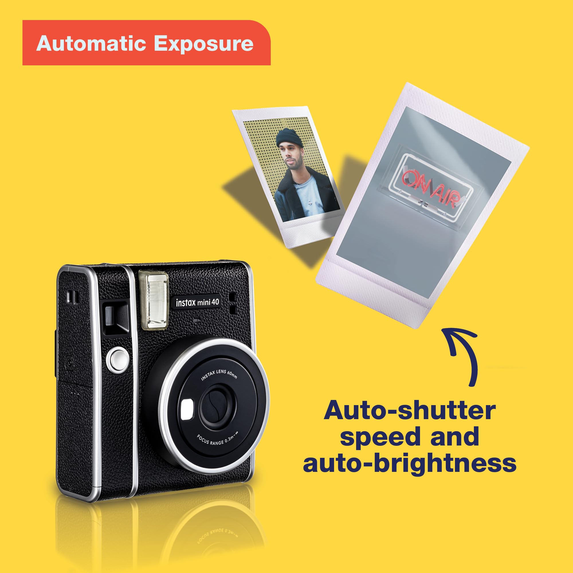 Fujifilm Instax Mini 40 Instant Camera - Black | Instant Film Camera for Travel, Parties & Memories | Perfect Gift for Teens & Adults