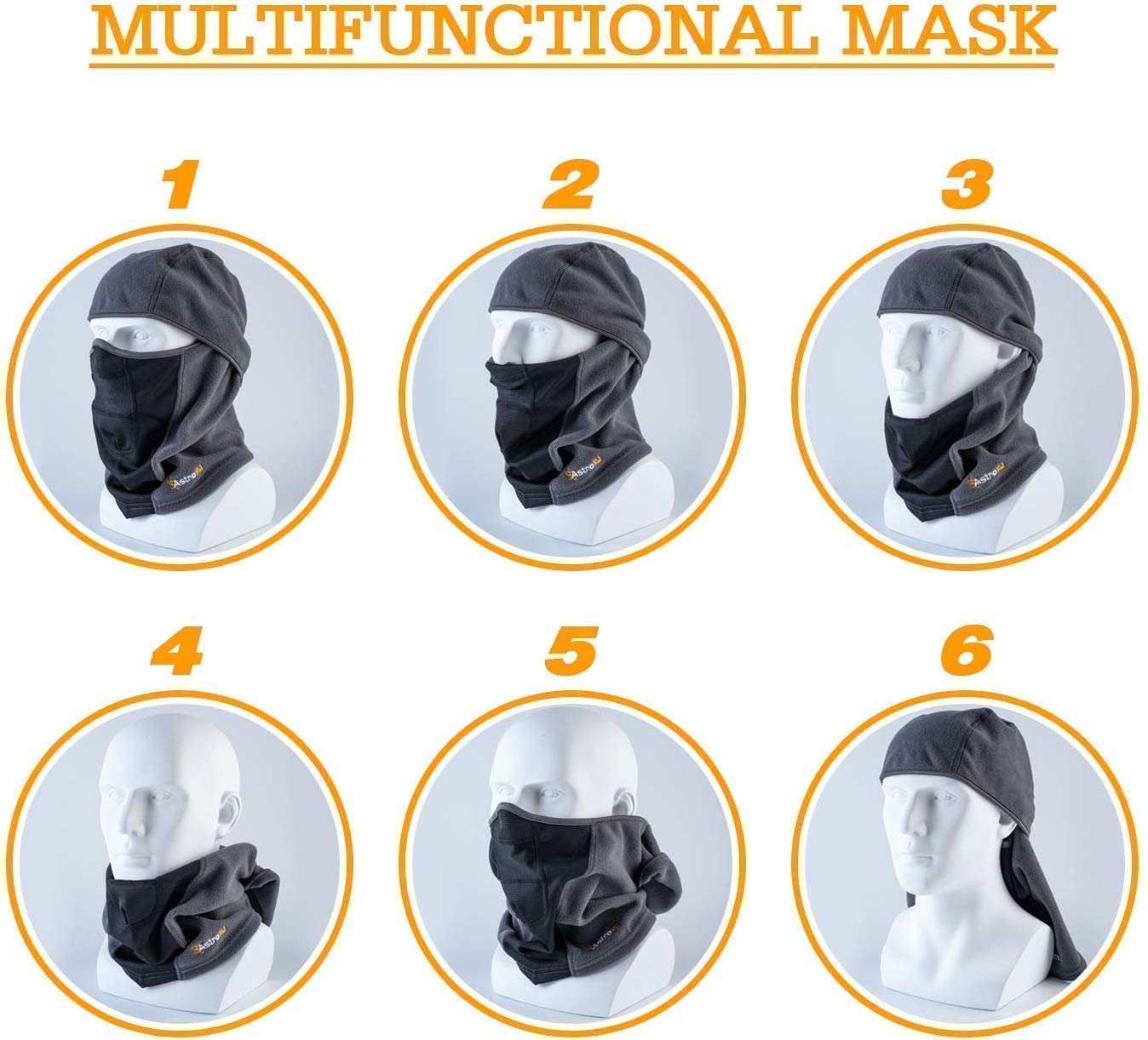 AstroAI Ski Mask Balaclava - Windproof & Breathable Cold Weather Face Cover for Men & Women | Superfine Polar Fleece (Gray + Navy Blue Bundle) | Perfect for Skiing, Snowboarding, Motorcycling & Winter Outdoor Activities