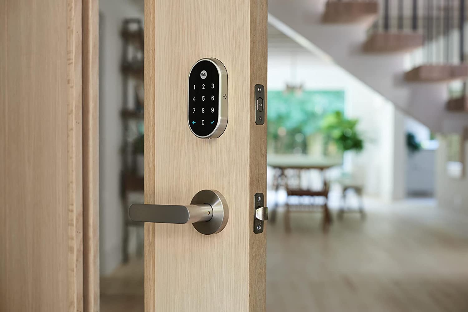 Google Nest x Yale Smart Lock - Keyless Entry Deadbolt with Tamper-Proof Keypad | Front Door Security | Compatible with Nest Secure Alarm System | Satin Nickel (Renewed) | Ideal for Smart Homes & Vacation Rentals