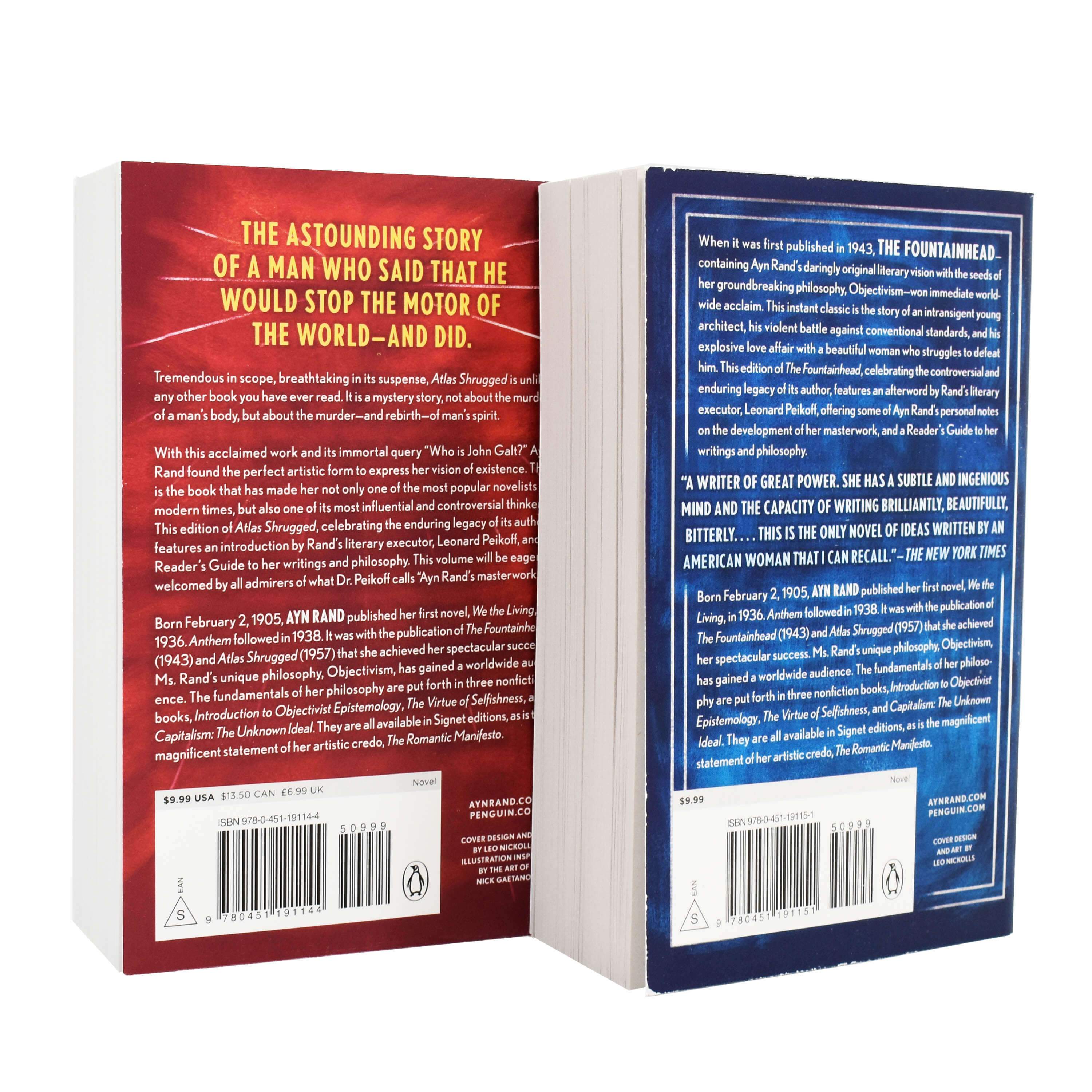 Ayn Rand 2 Book Set - The Fountainhead (Centennial Edition) & Atlas Shrugged - Paperback Novels for Adults - Perfect for Philosophy Lovers & Book Club Discussions