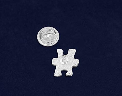 2 Pack Blue Autism Awareness Puzzle Piece Pins with Secure Tac Backing - Perfect for Jackets, Bags & Supportive Events
