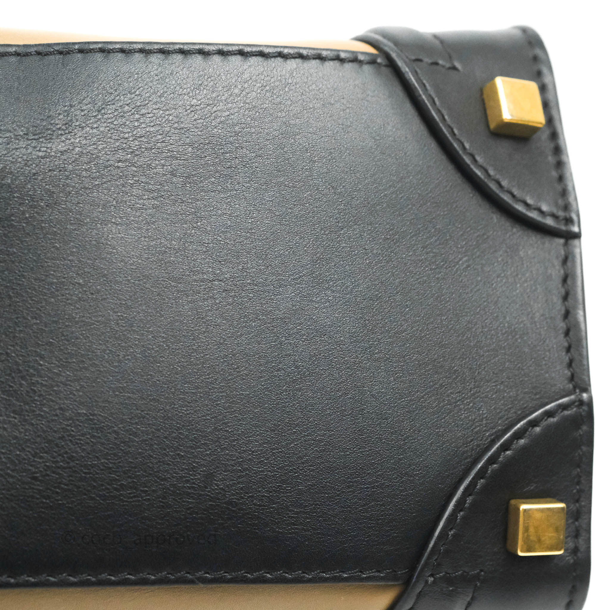 Celine Micro Luggage Bag in Navy, Beige & Black Calfskin Leather - Perfect for Travel, Work & Everyday Luxury Handbag