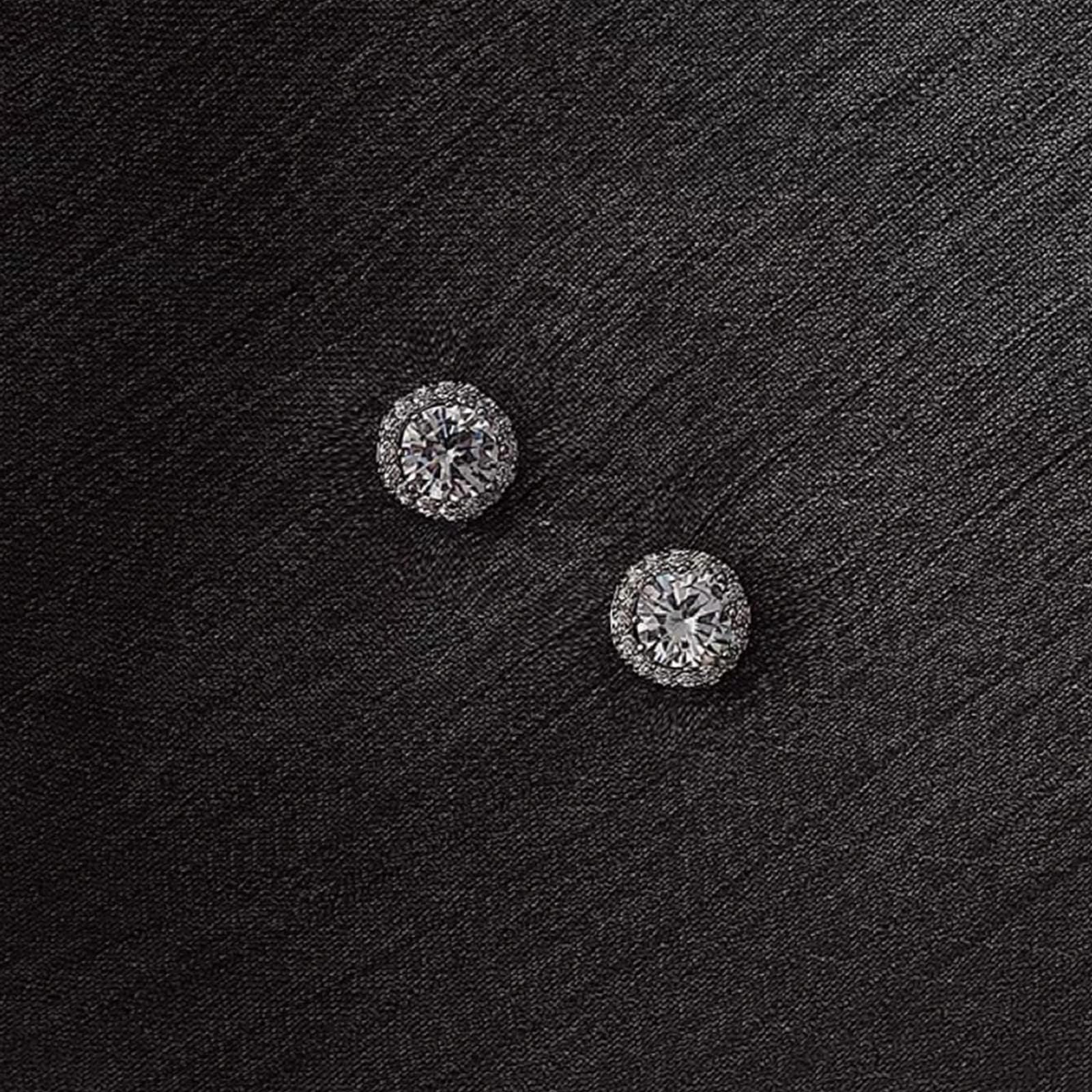 Cubic Zirconia Stud Earrings for Women & Men - 925 Sterling Silver Simulated Diamond CZ Earrings - Perfect for Weddings, Parties & Everyday Elegance