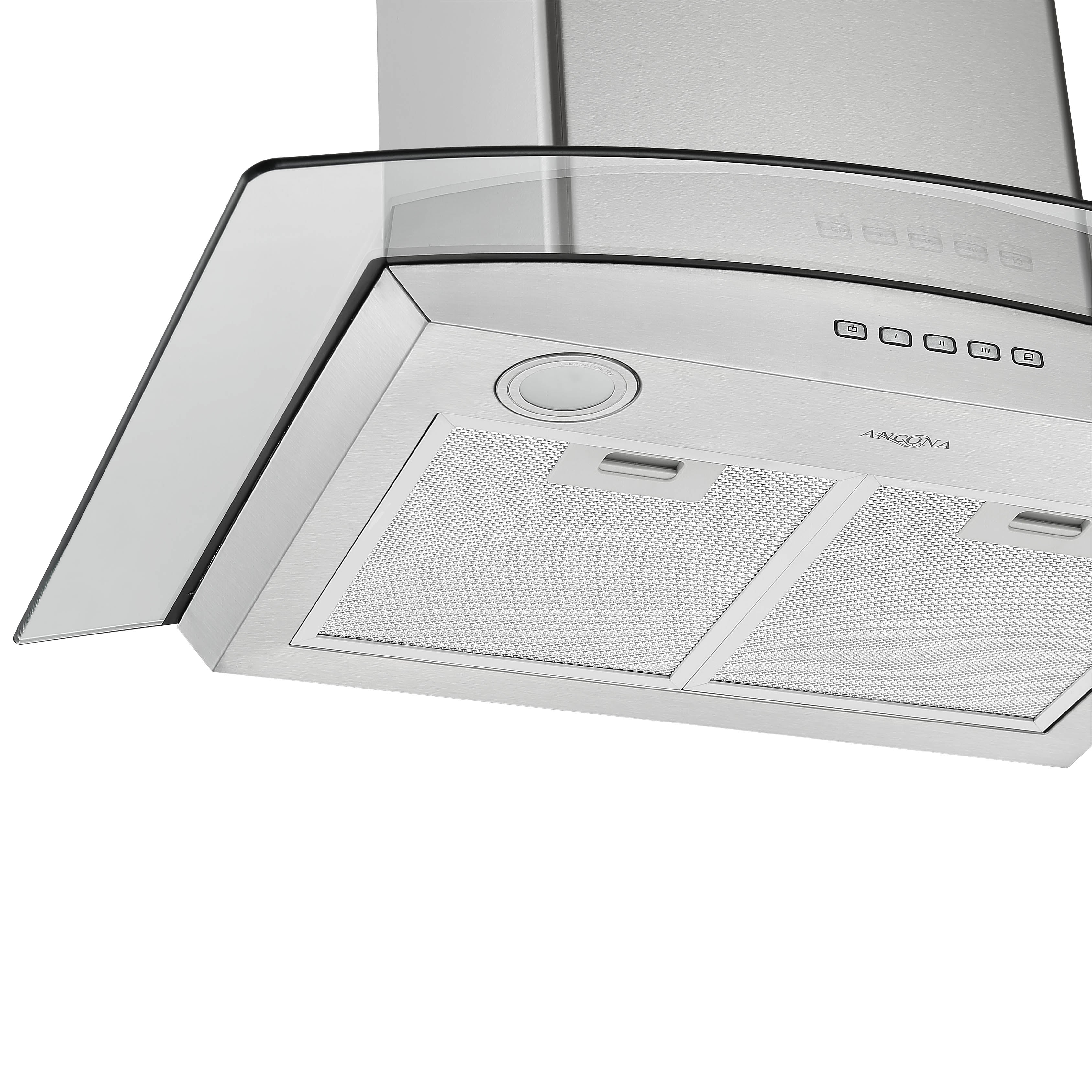 30 Inch Stainless Steel Convertible Wall Mount Range Hood with Glass Canopy - Perfect for Modern Kitchens, Open Concept Homes & Gourmet Cooking Spaces