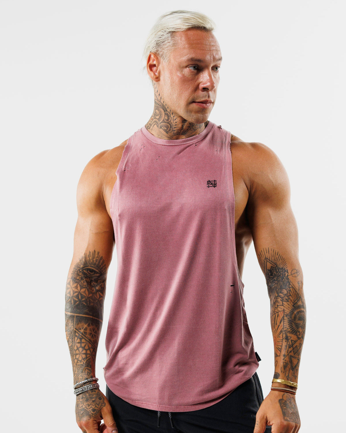 MOTO DISTRESSED BRO TANK TOP - Red Vintage Style Muscle Tee for Men | Gym Workout, Streetwear Fashion, Casual Summer Outfit