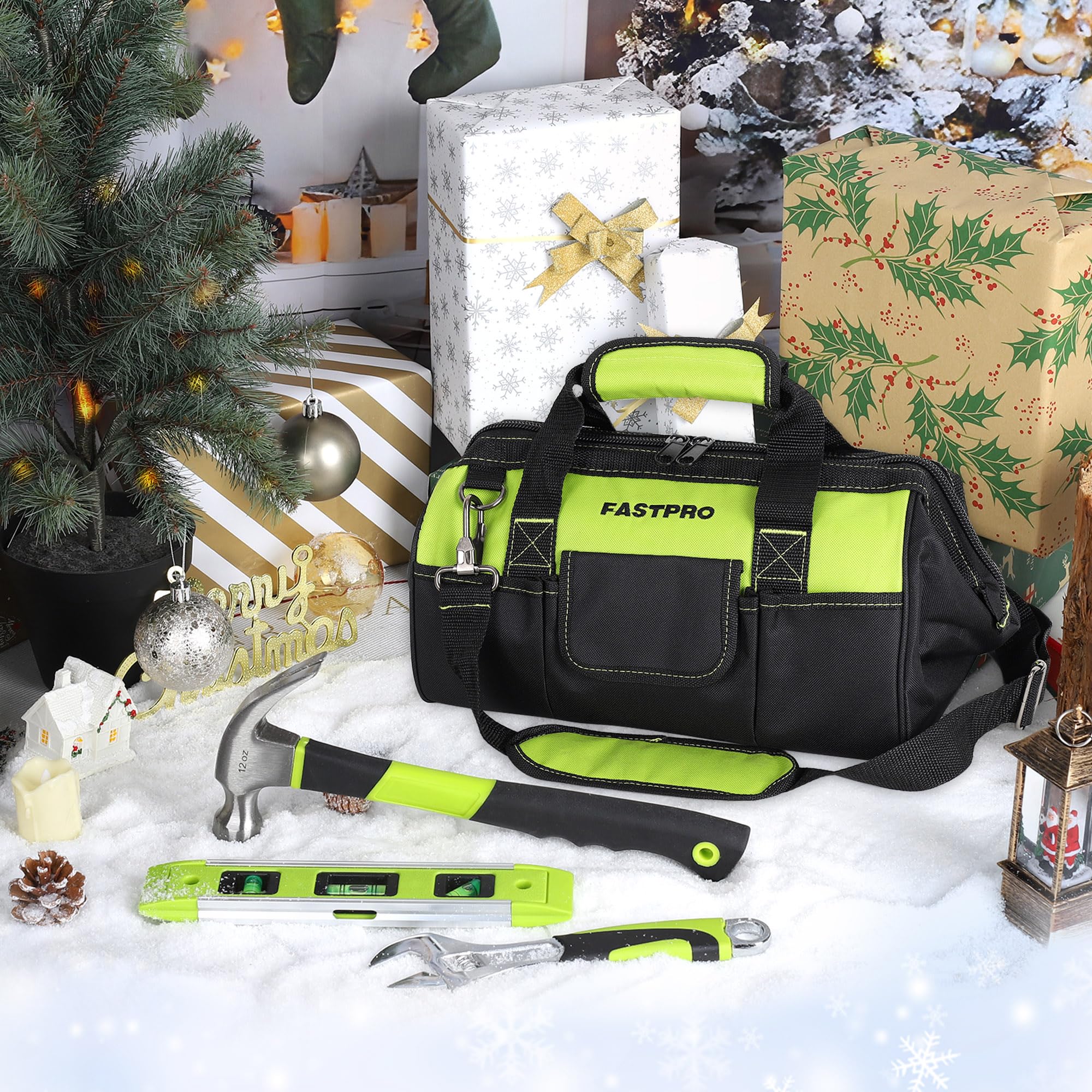 FASTPRO 267-Piece Home Tool Set - Complete Household Repair Tool Kit with 13-Inch Wide Mouth Tool Bag | Mechanics Hand Tools for DIY Projects, Home Maintenance & Car Repairs | Perfect for Beginners & Professionals (Green)