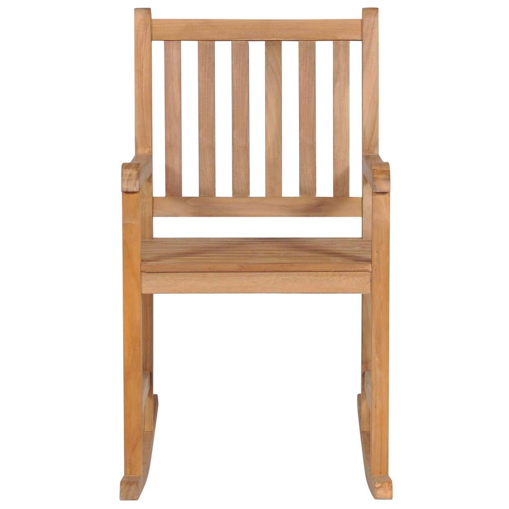 vidaXL Solid Teak Wood Rocking Chair with Cushions - Weather-Resistant Indoor/Outdoor Garden Furniture for Patio, Porch & Backyard Relaxation