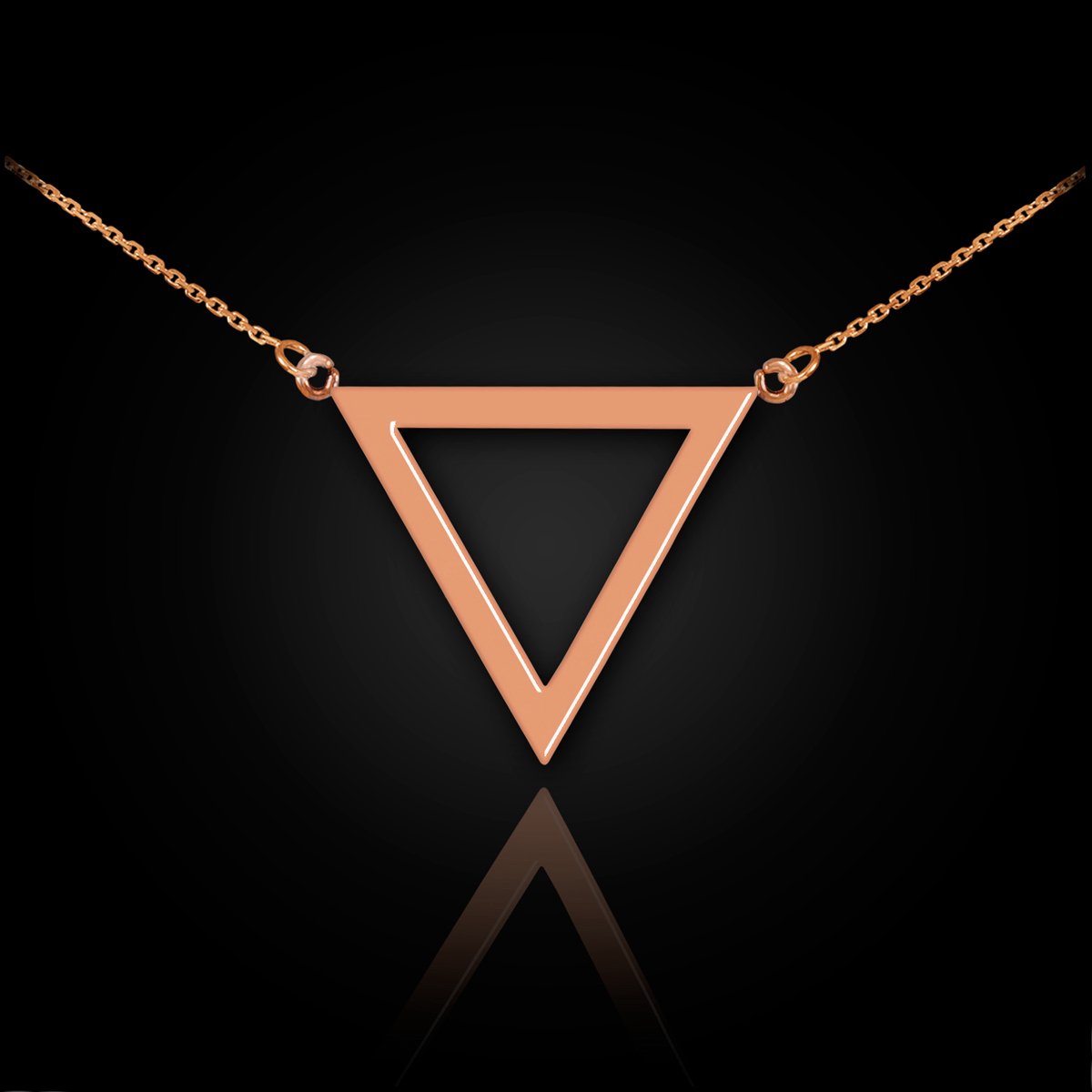 14K Rose Gold Geometric Inverted Triangle Pendant Necklace - 16