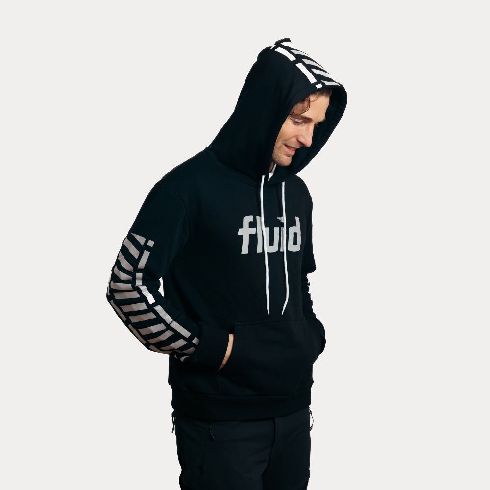 Fluid Rider Hoodie - Black | Stylish & Comfortable Men's Zip Up Hooded Sweatshirt | Perfect for Casual Wear, Gym & Outdoor Activities