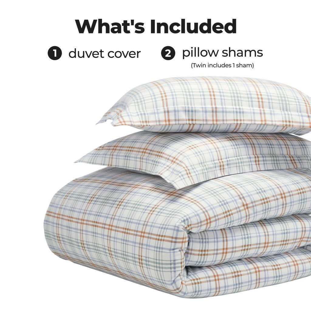 Soft Plaid Flannel Cotton Duvet Cover Set - Farmhouse Style Bedding for Cozy Winter Nights | Perfect for Guest Rooms & Cabin Retreats