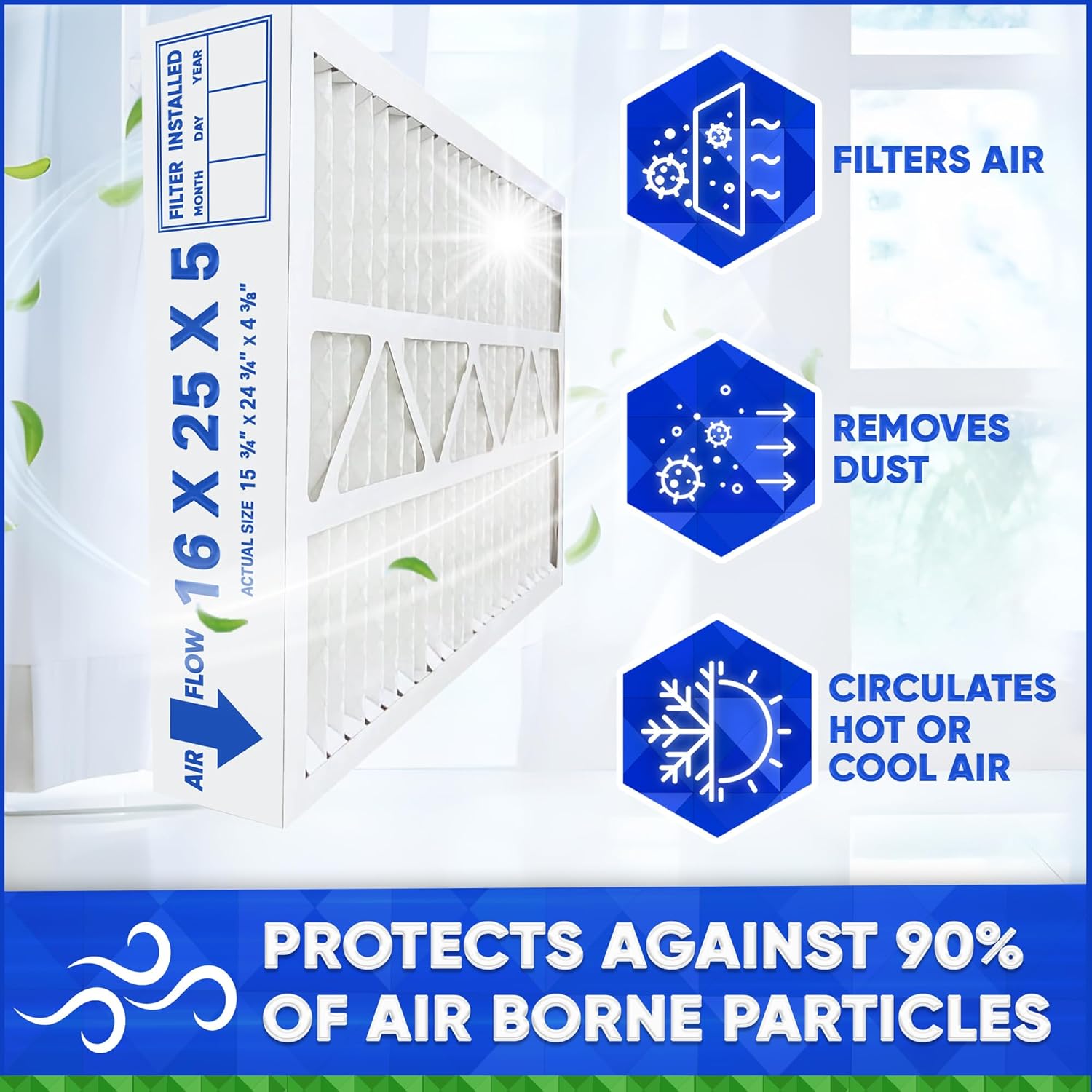 Clean Comfort 16x25 MERV 13 Air Filter (Pack of 3) - 16 x 25 x 4.5 Inch Furnace Filter by FurnaceFilters.ca - Perfect for HVAC Systems, Home Air Purification & Allergy Relief