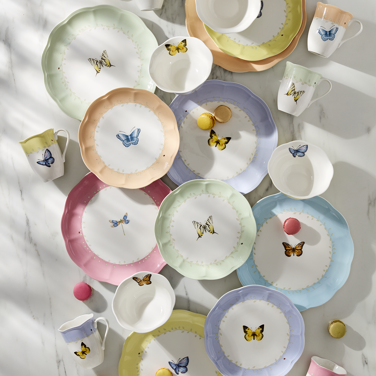 Butterfly Meadow 24-Piece Dinnerware Set - Elegant Floral Design for Everyday Dining, Parties & Special Occasions